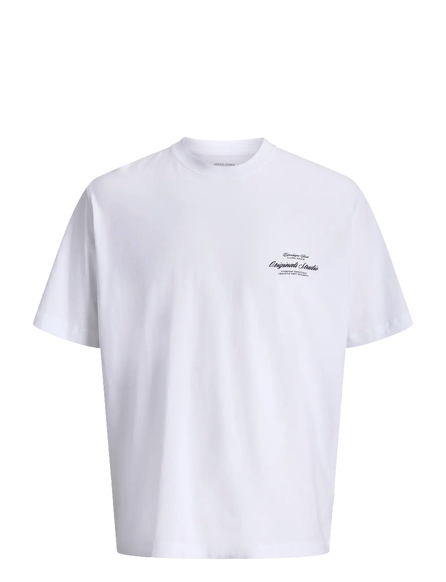 Jack & Jones - JORNORREBRO TYPO TEE SS CREW NECK NOOS - kortærmede t-shirts - bright white - 1