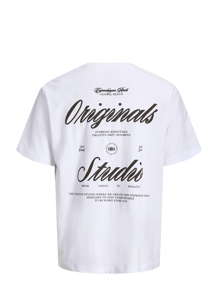 Jack & Jones - JORNORREBRO TYPO TEE SS CREW NECK NOOS - kortærmede t-shirts - bright white - 2