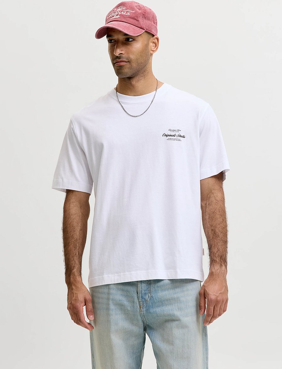 Jack & Jones - JORNORREBRO TYPO TEE SS CREW NECK NOOS - kortærmede t-shirts - bright white - 0