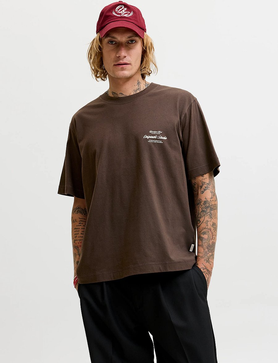 Jack & Jones - JORNORREBRO TYPO TEE SS CREW NECK NOOS - kurzärmelige t-shirts - java - 0