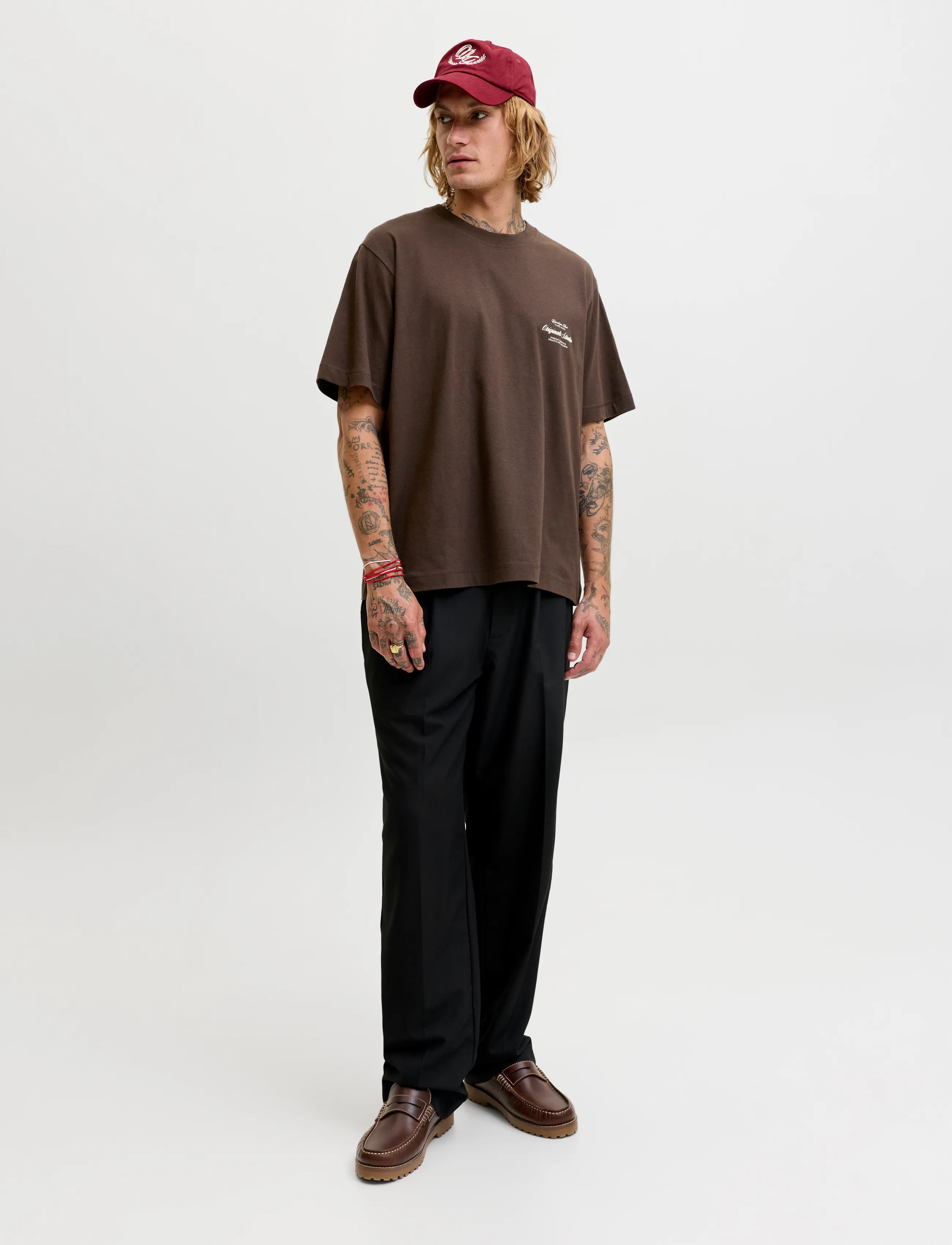 Jack & Jones - JORNORREBRO TYPO TEE SS CREW NECK NOOS - kurzärmelige t-shirts - java - 4