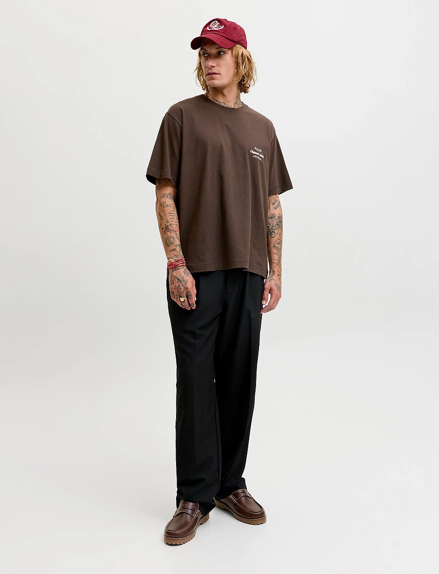 Jack & Jones - JORNORREBRO TYPO TEE SS CREW NECK NOOS - kurzärmelige t-shirts - java - 4
