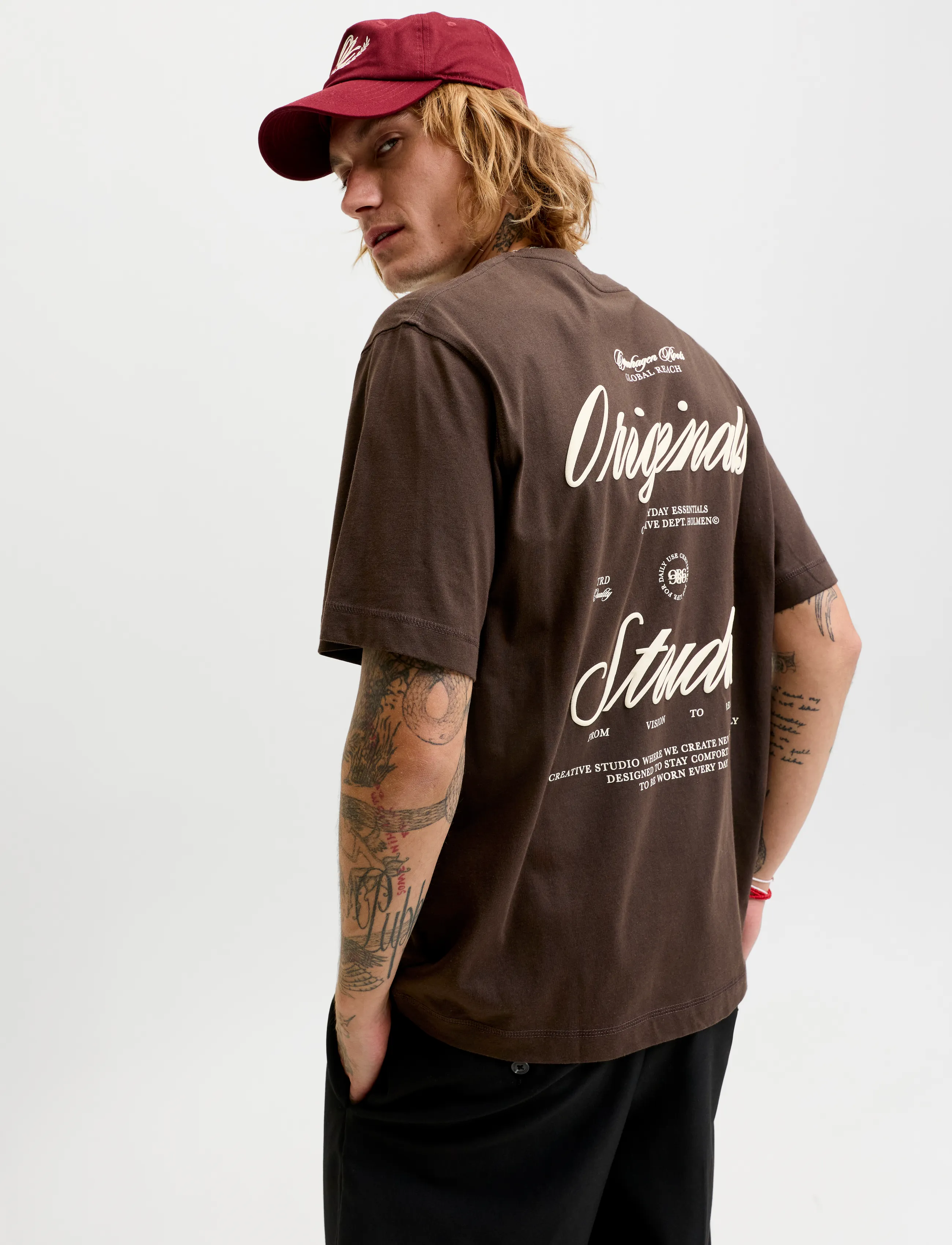 Jack & Jones - JORNORREBRO TYPO TEE SS CREW NECK NOOS - kurzärmelige t-shirts - java - 5
