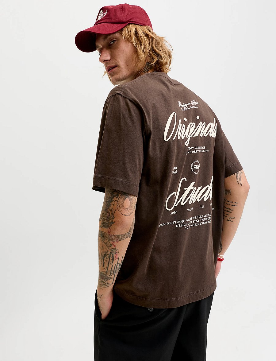 Jack & Jones - JORNORREBRO TYPO TEE SS CREW NECK NOOS - kurzärmelige t-shirts - java - 5