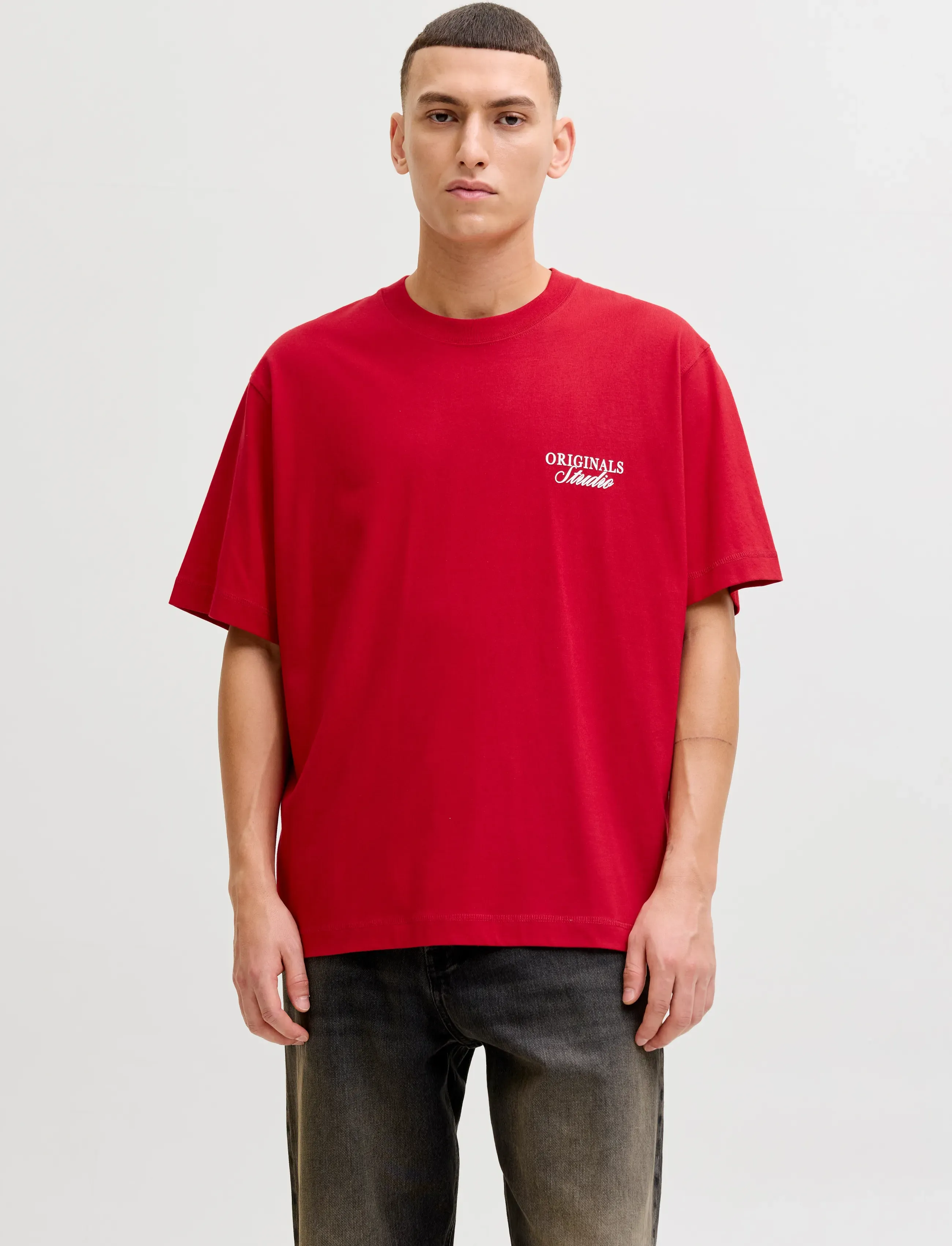 Jack & Jones JORNORREBRO TYPO TEE SS CREW NECK NOOS - Marškinėliai - SAMBA / red