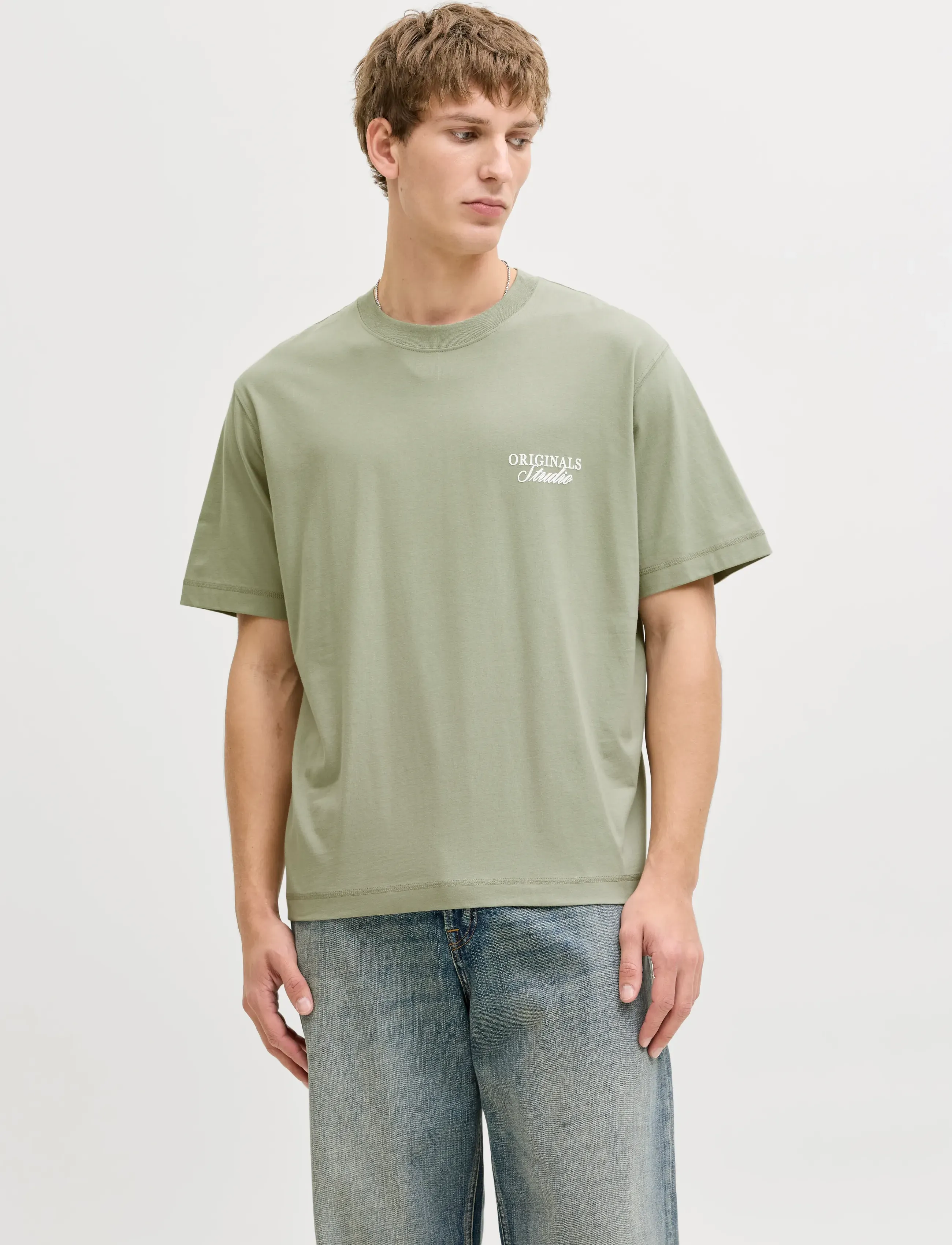Jack & Jones JORNORREBRO TYPO TEE SS CREW NECK NOOS - T-Shirts - SEAGRASS / khaki/green