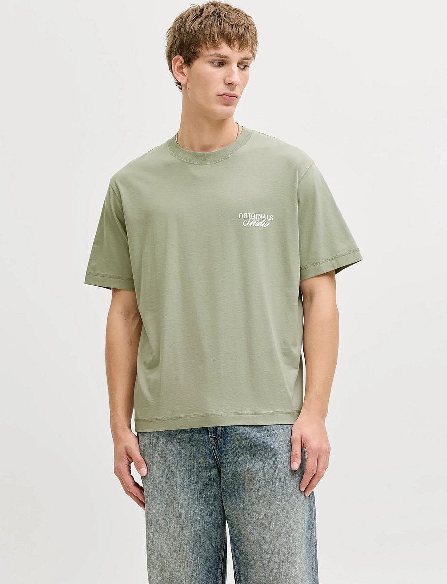 Jack & Jones - JORNORREBRO TYPO TEE SS CREW NECK NOOS - kortærmede t-shirts - seagrass - 0