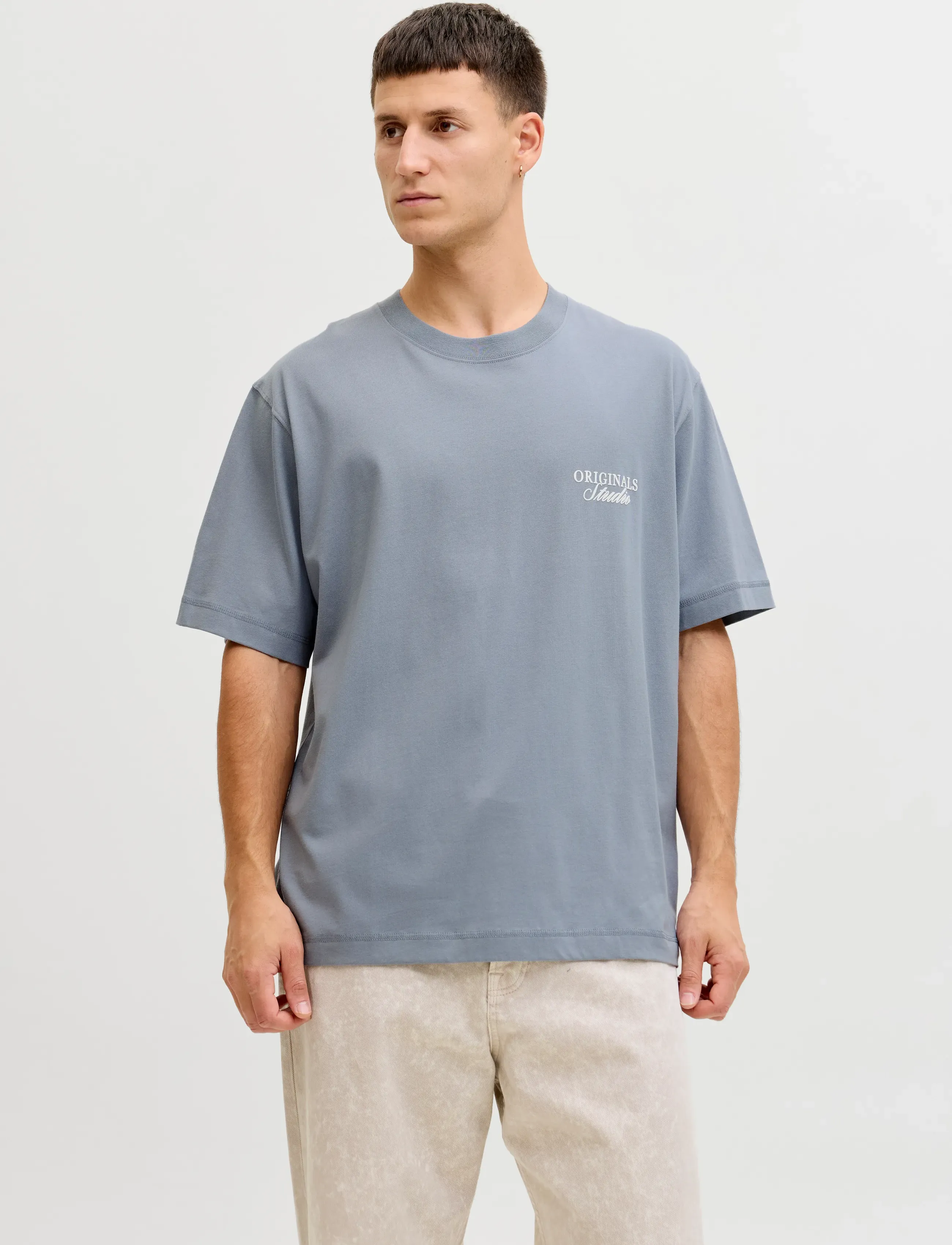 Jack & Jones Jornorrebro Typo Tee Ss Crew Neck Noos, XS, T-shirts, Blau - Short-sleeved, Männerswear