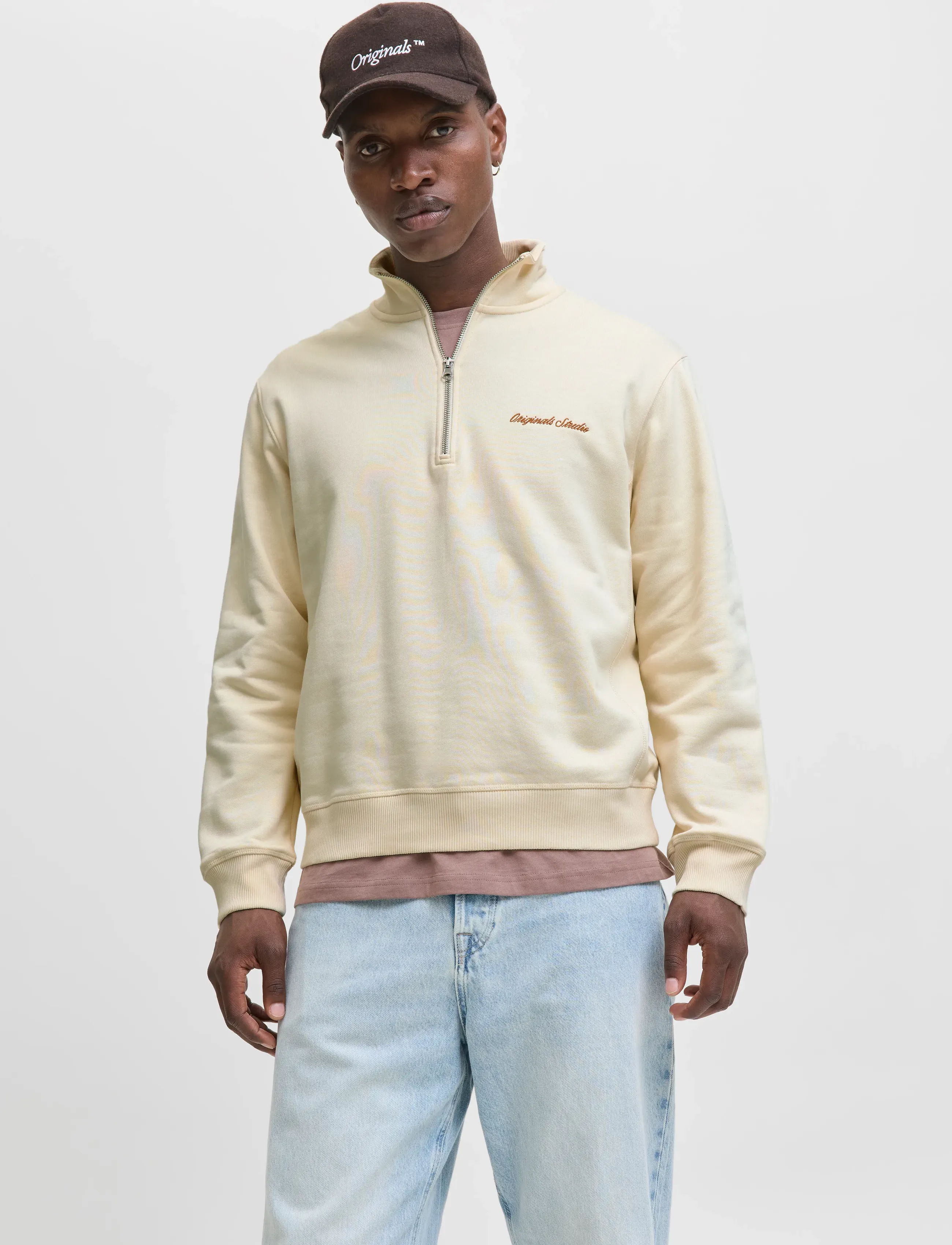 Jack & Jones JORNORREBRO EMB SWEAT HIGH NECK NOOS - Jack & Jones - ANTIQUE WHITE / cream