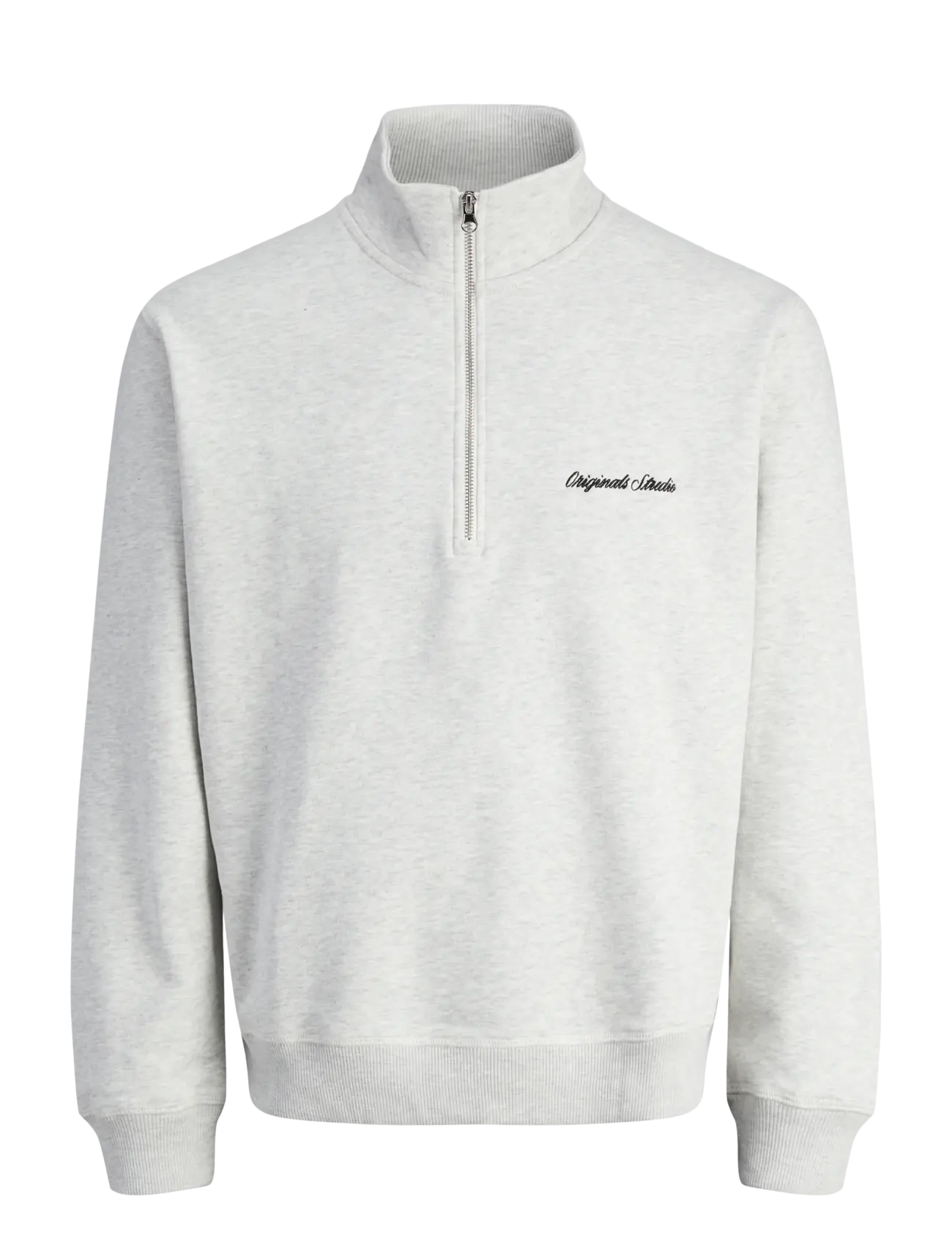 JORNORREBRO EMB SWEAT HIGH NECK NOOS - WHITE MELANGE