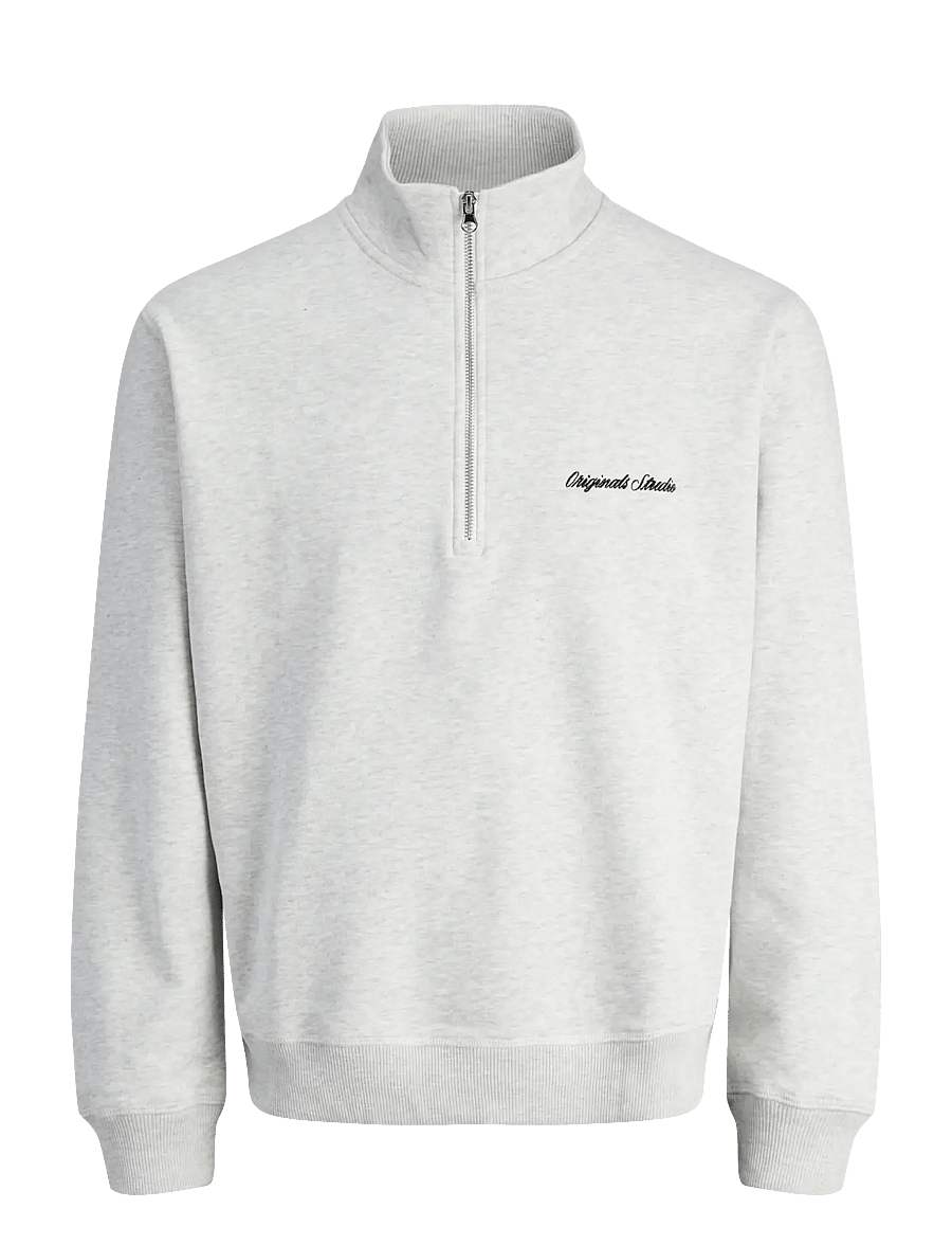 Jack & Jones - JORNORREBRO EMB SWEAT HIGH NECK NOOS - sweatshirts - white melange - 1