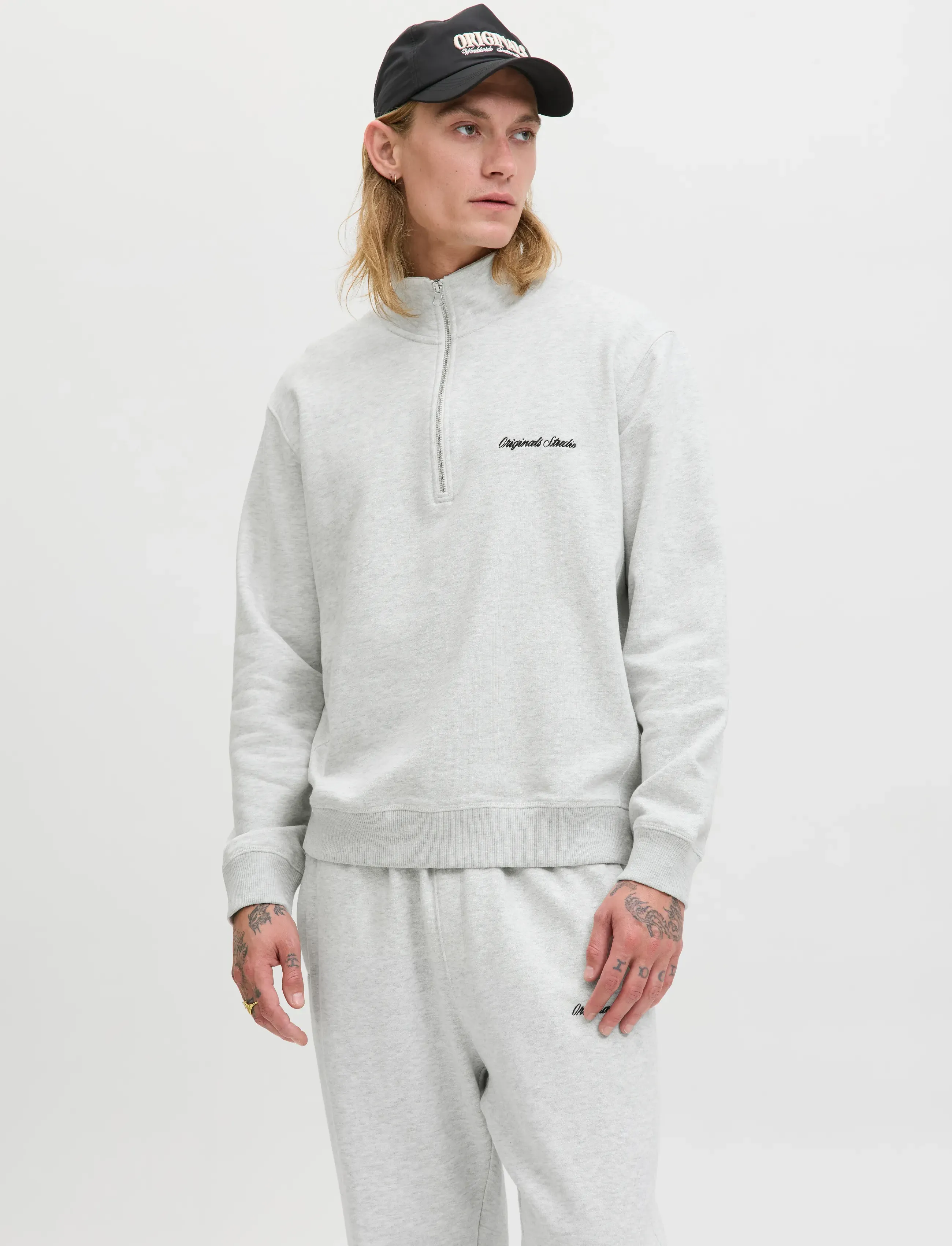 Jack & Jones JORNORREBRO EMB SWEAT HIGH NECK NOOS - Kollektionen - WHITE MELANGE / grey