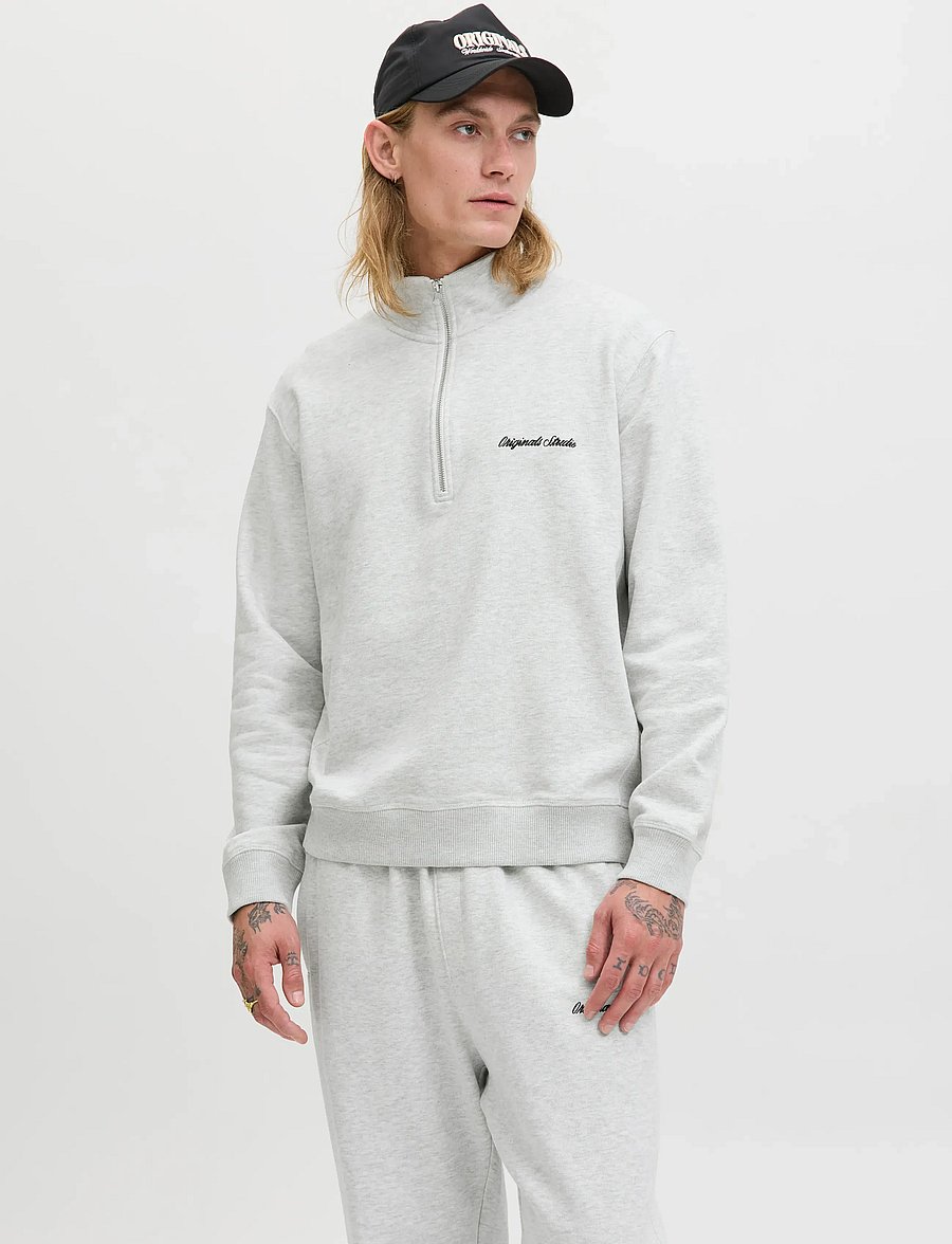 Jack & Jones - JORNORREBRO EMB SWEAT HIGH NECK NOOS - sweatshirts - white melange - 0