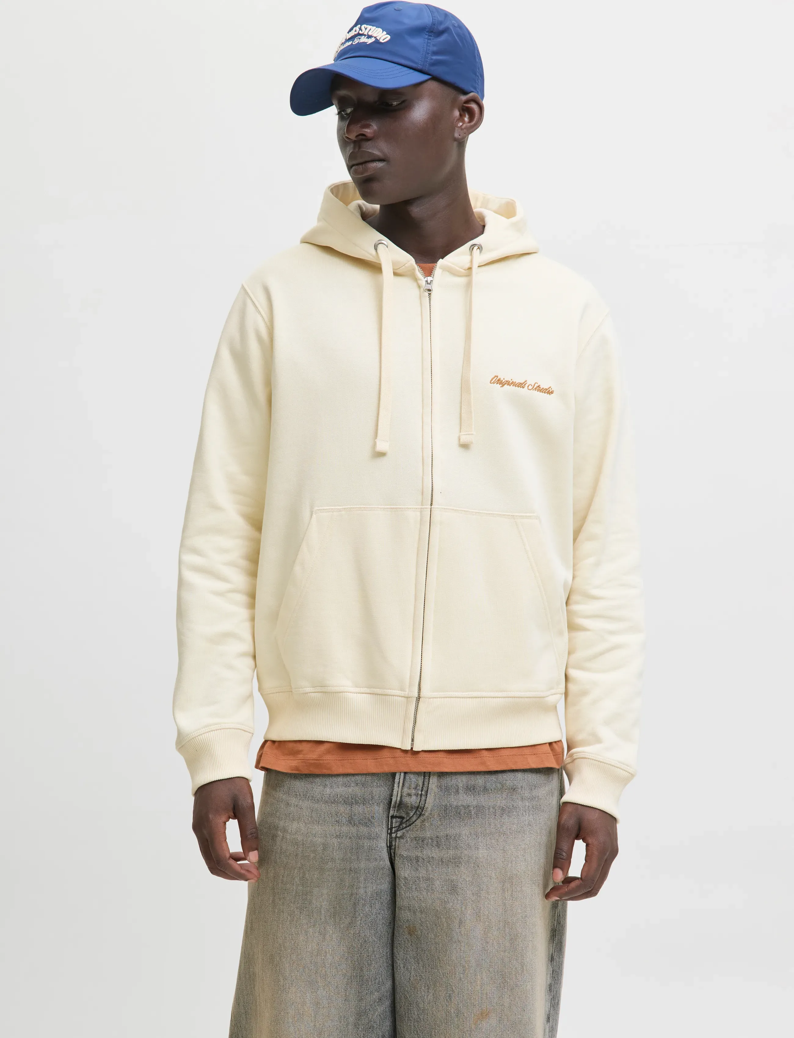 Jack & Jones JORNORREBRO EMB SWEAT ZIP HOOD NOOS - Kapuzenpullover - ANTIQUE WHITE / cream