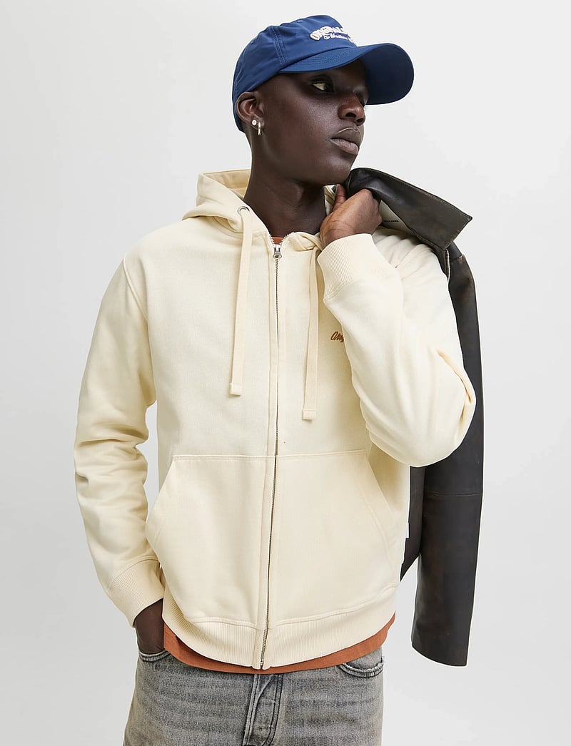 Jack & Jones - JORNORREBRO EMB SWEAT ZIP HOOD NOOS - hættetrøjer - antique white - 5