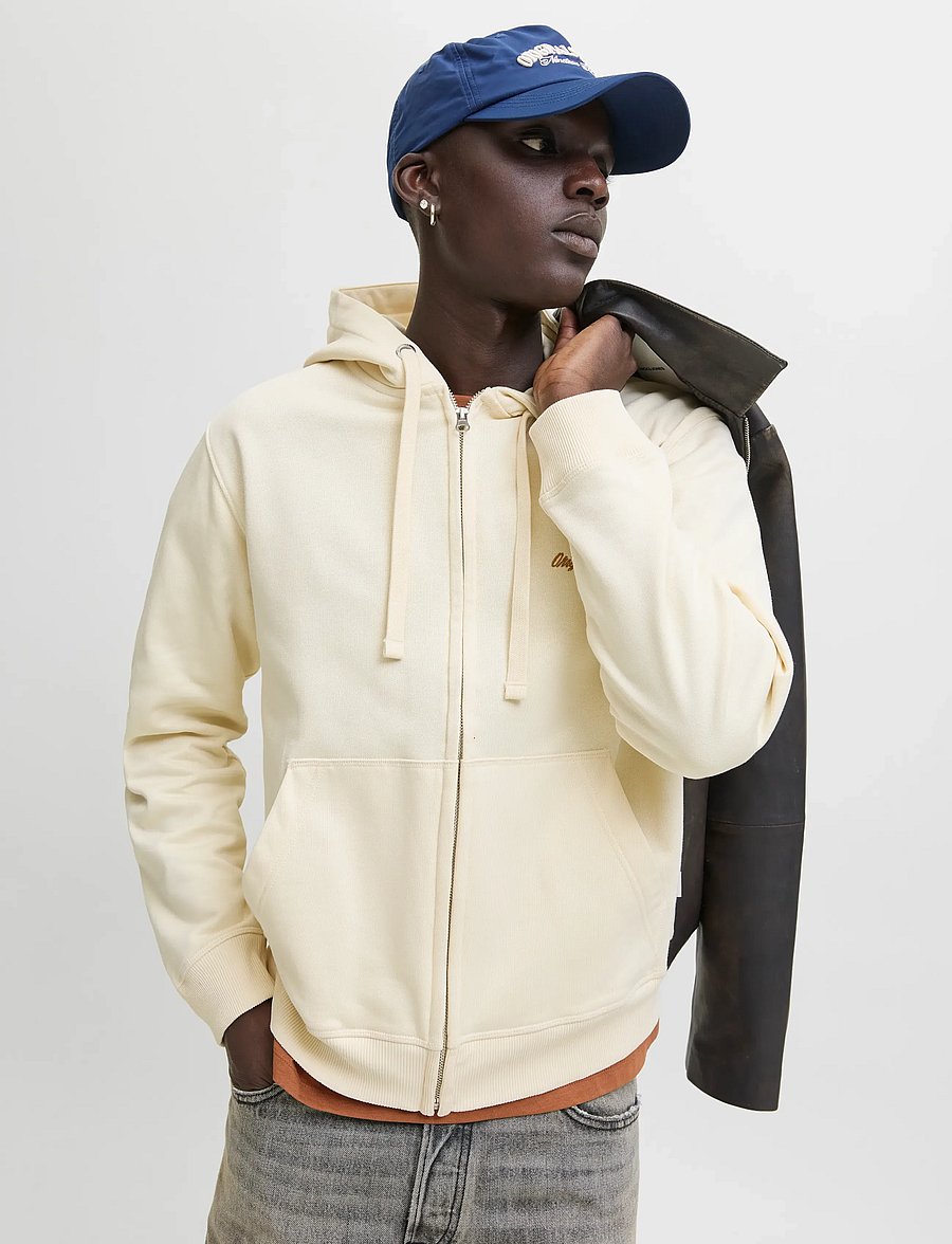 Jack & Jones - JORNORREBRO EMB SWEAT ZIP HOOD NOOS - sweats à capuche - antique white - 5