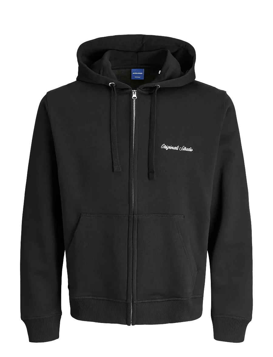 Jack & Jones - JORNORREBRO EMB SWEAT ZIP HOOD NOOS - hættetrøjer - black - 1