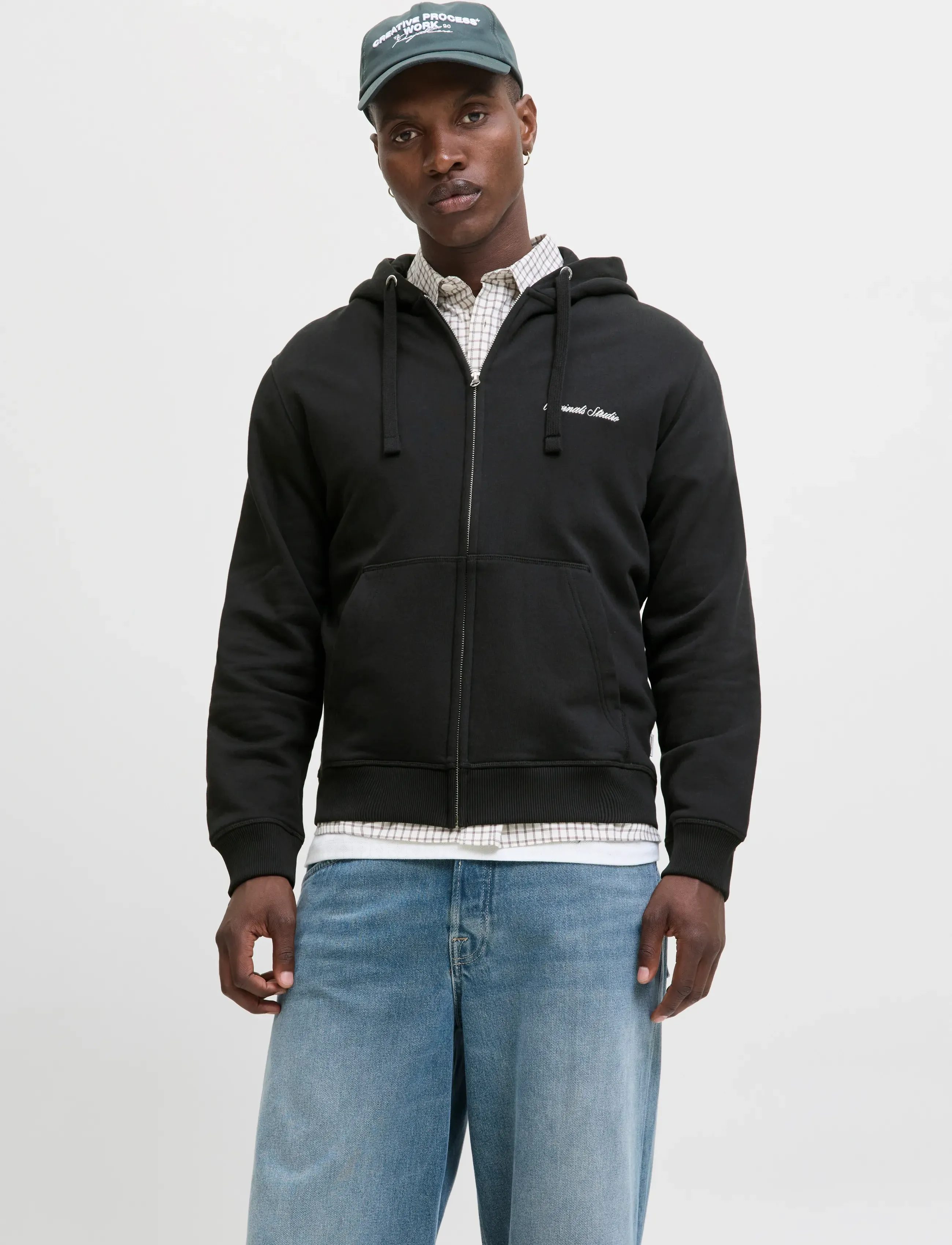 Jack & Jones JORNORREBRO EMB SWEAT ZIP HOOD NOOS - Dressipluusid - BLACK / black