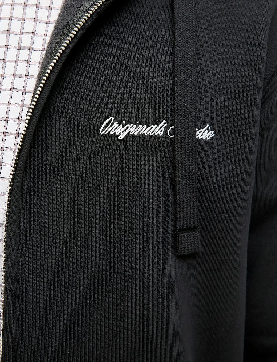 Jack & Jones - JORNORREBRO EMB SWEAT ZIP HOOD NOOS - hættetrøjer - black - 4