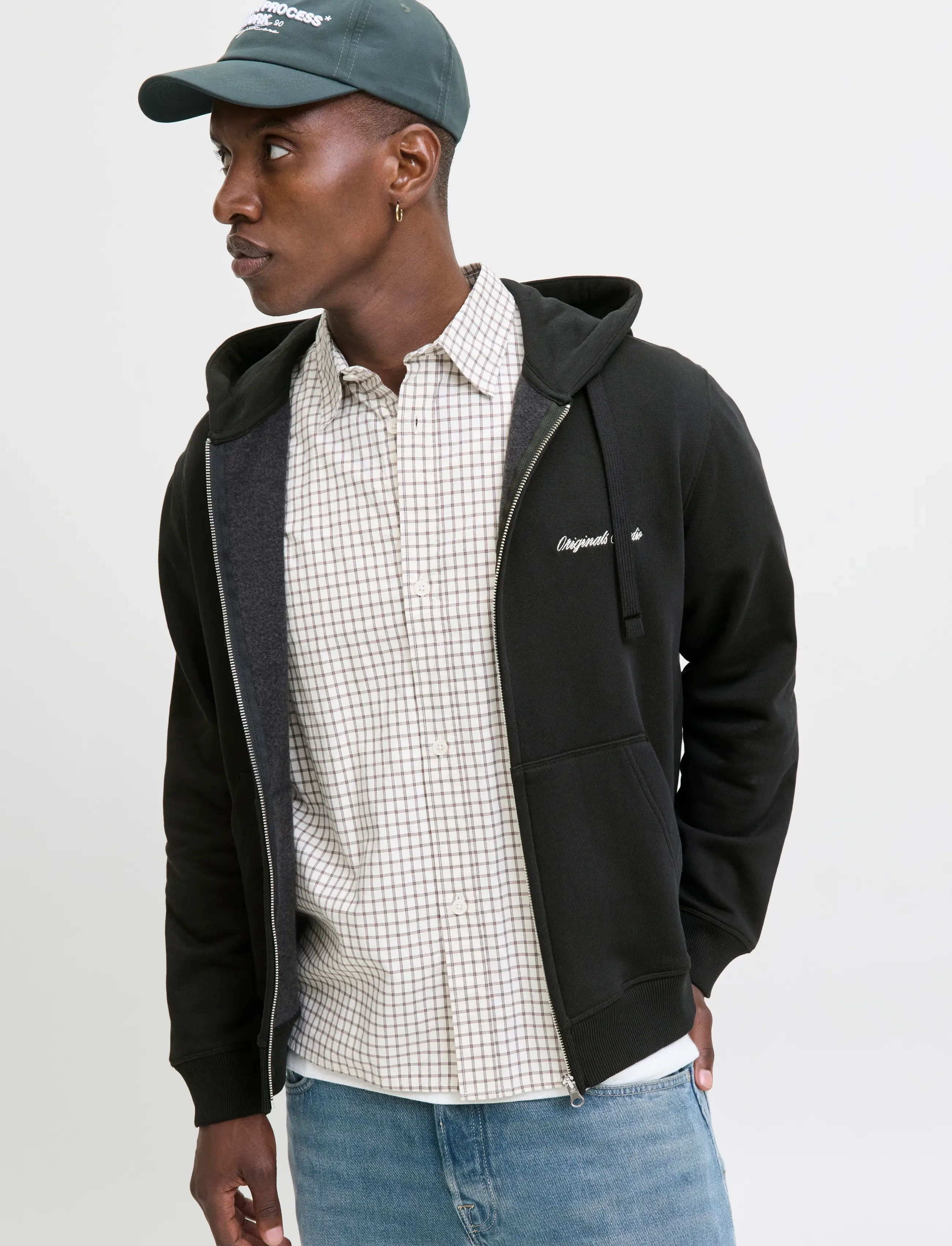 Jack & Jones - JORNORREBRO EMB SWEAT ZIP HOOD NOOS - hættetrøjer - black - 5