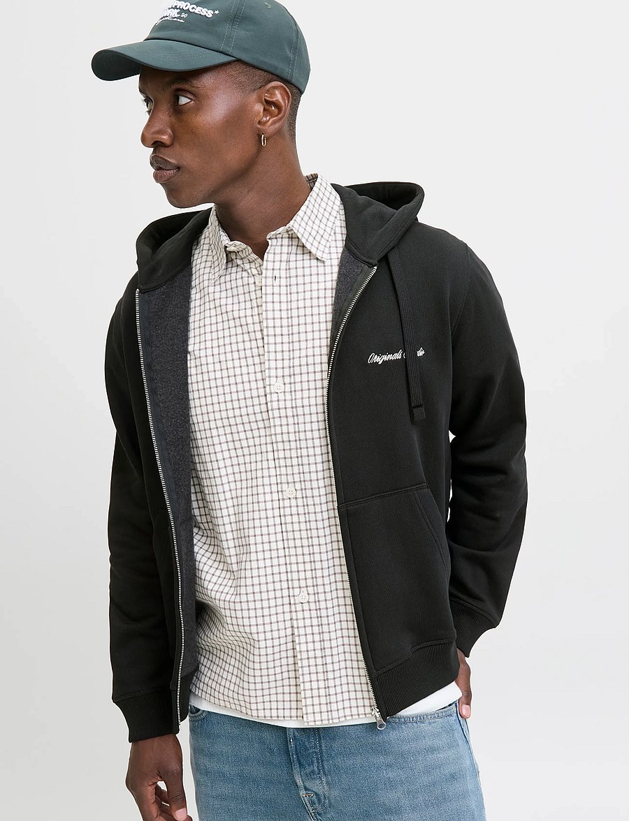 Jack & Jones - JORNORREBRO EMB SWEAT ZIP HOOD NOOS - hættetrøjer - black - 5
