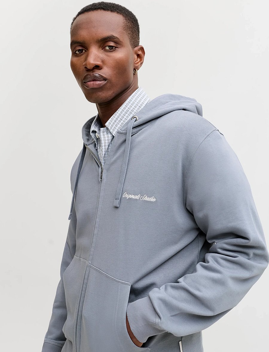 Jack & Jones - JORNORREBRO EMB SWEAT ZIP HOOD NOOS - hættetrøjer - tradewinds - 5