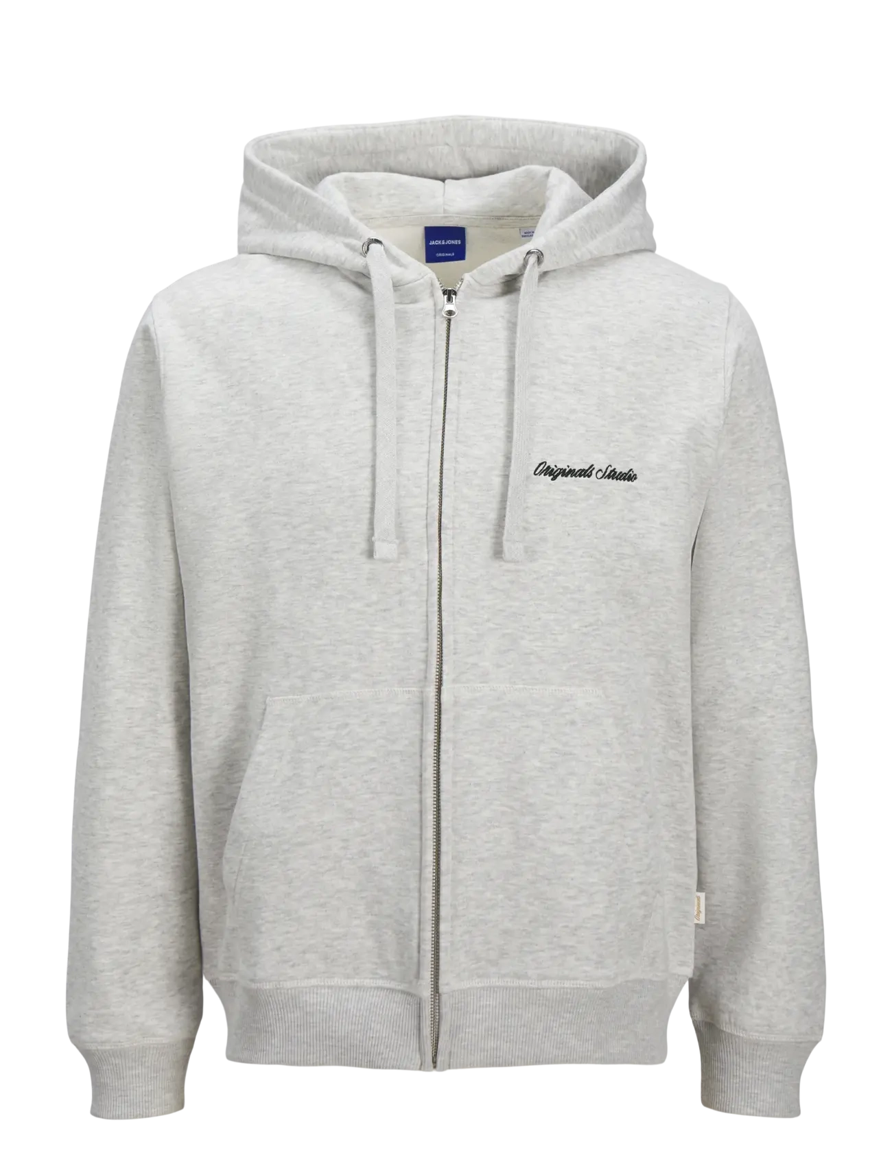 JORNORREBRO EMB SWEAT ZIP HOOD NOOS - WHITE MELANGE