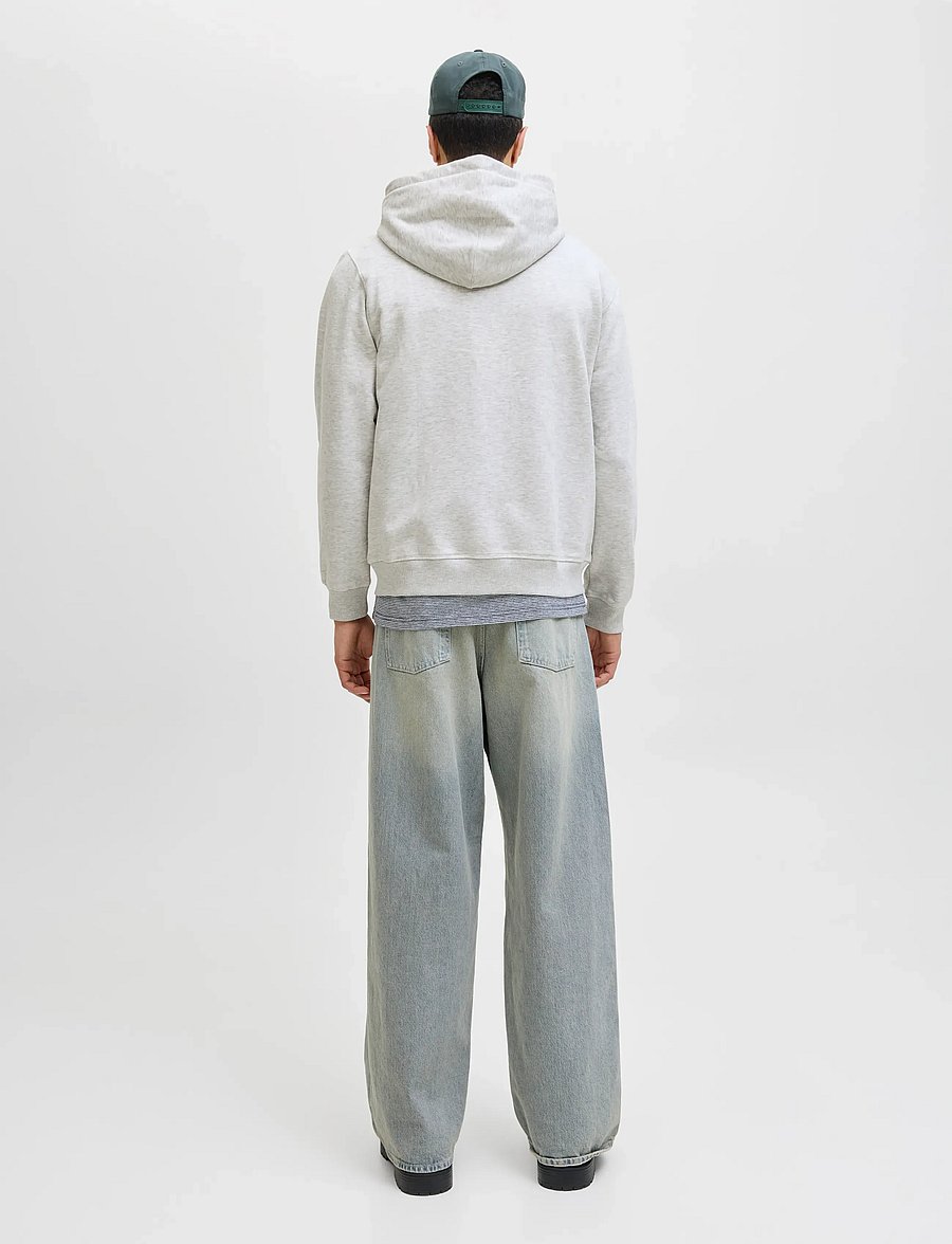 Jack & Jones - JORNORREBRO EMB SWEAT ZIP HOOD NOOS - hættetrøjer - white melange - 2