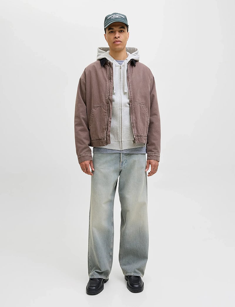 Jack & Jones - JORNORREBRO EMB SWEAT ZIP HOOD NOOS - hættetrøjer - white melange - 3