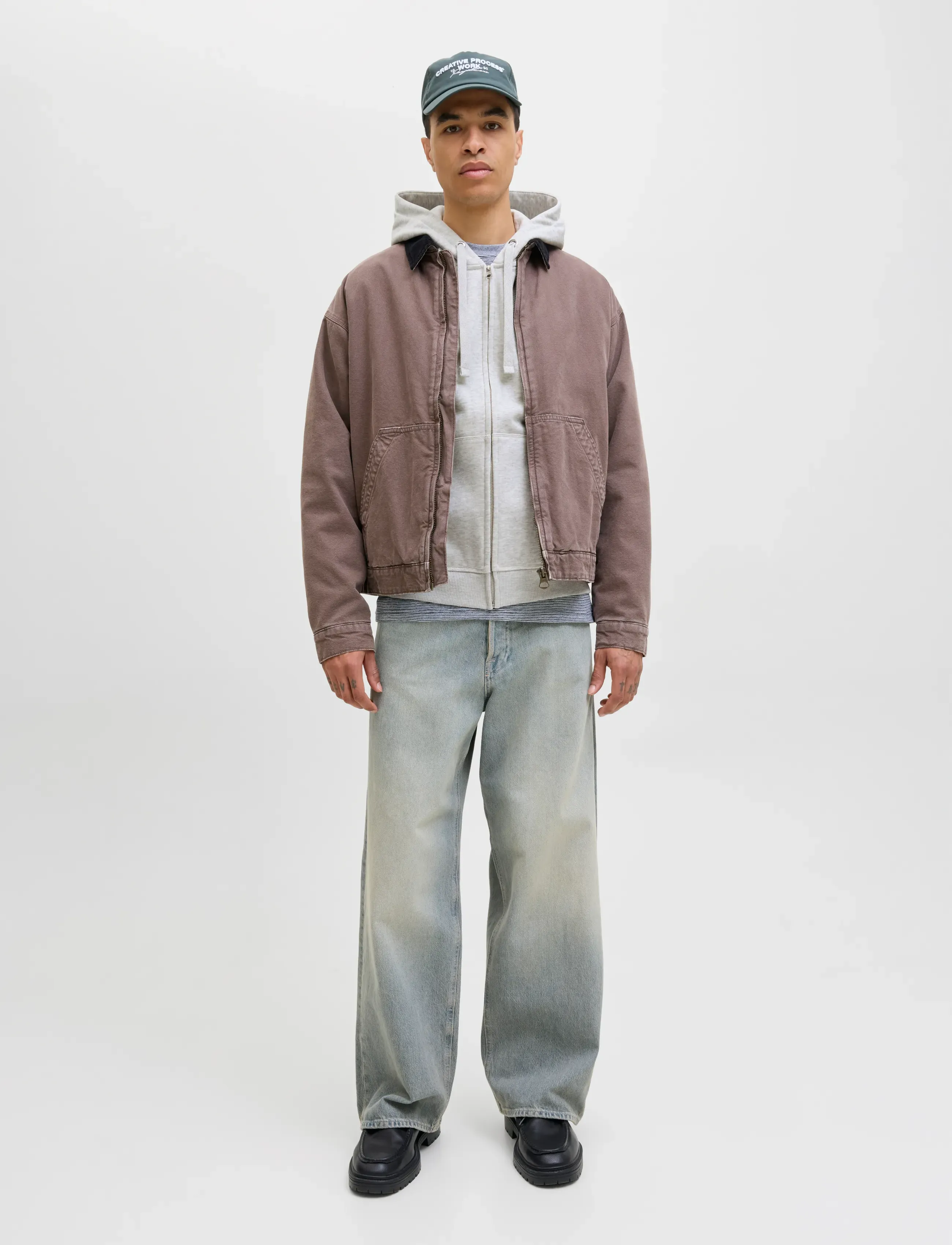 Jack & Jones - JORNORREBRO EMB SWEAT ZIP HOOD NOOS - hættetrøjer - white melange - 3