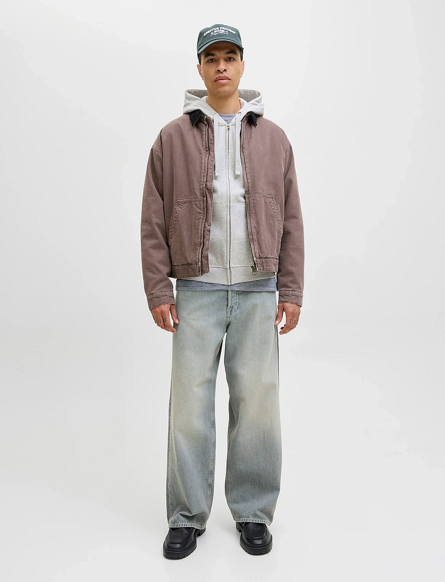 Jack & Jones - JORNORREBRO EMB SWEAT ZIP HOOD NOOS - hættetrøjer - white melange - 3
