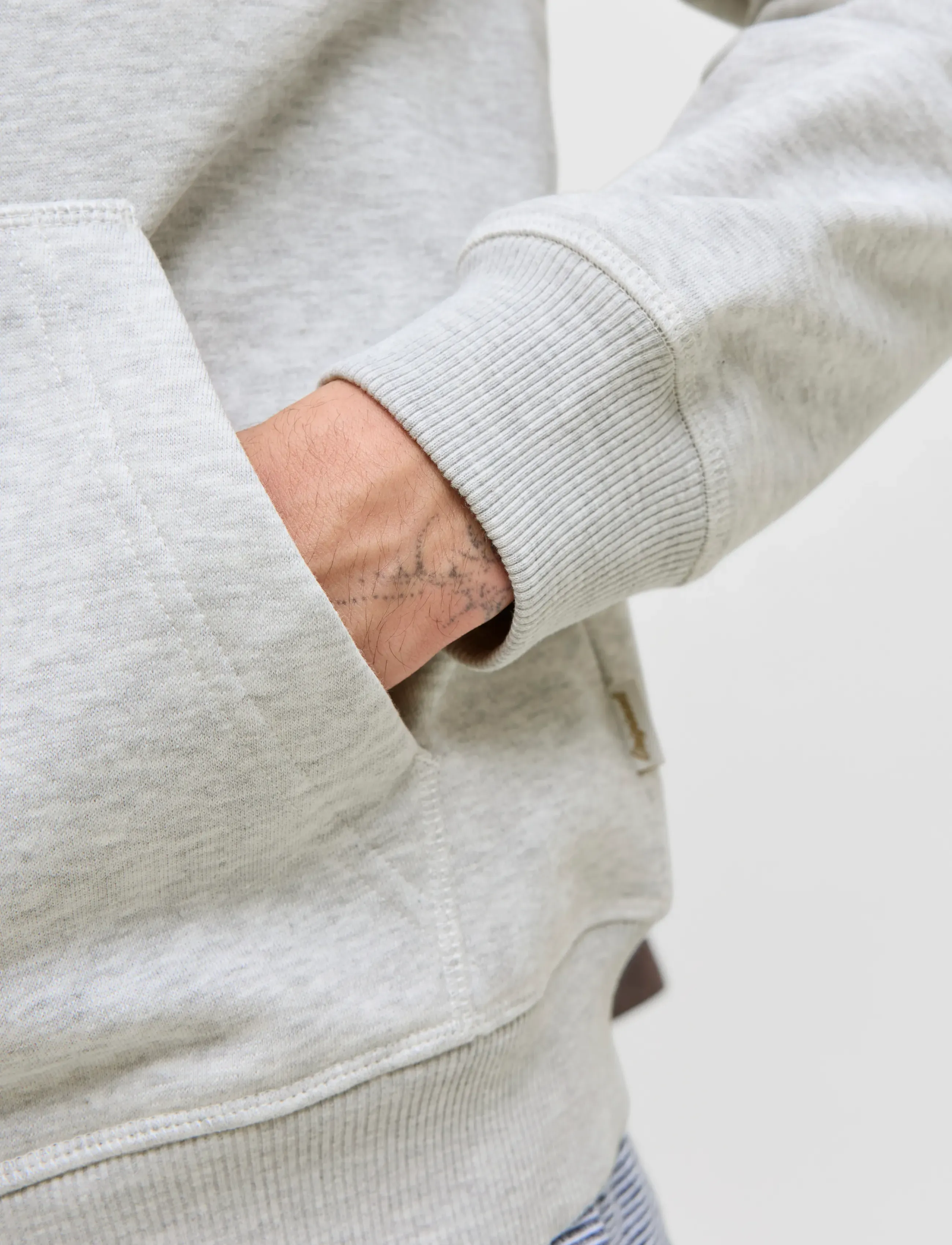 Jack & Jones - JORNORREBRO EMB SWEAT ZIP HOOD NOOS - hættetrøjer - white melange - 4
