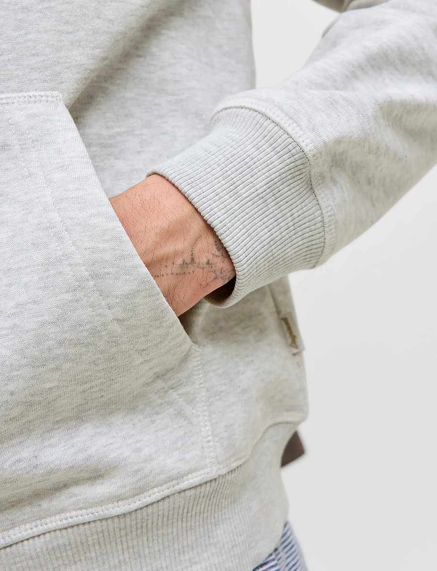 Jack & Jones - JORNORREBRO EMB SWEAT ZIP HOOD NOOS - hættetrøjer - white melange - 4