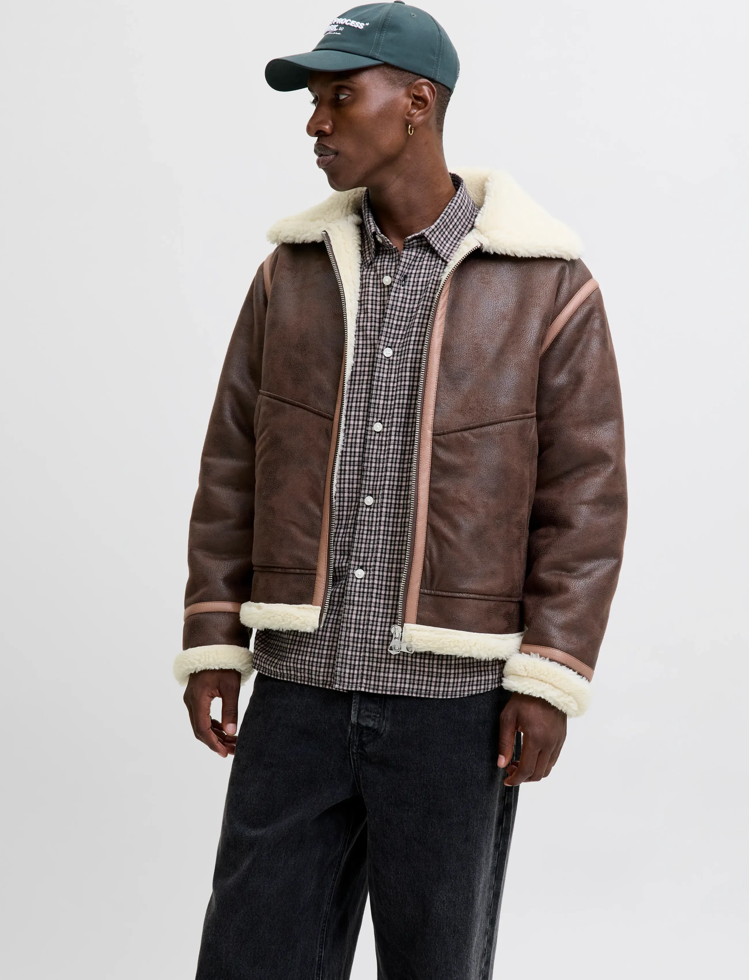 Jack & Jones Jorliverpool Aviator Jacket Sn, L, Jackets, Braun - Leather, Männerswear