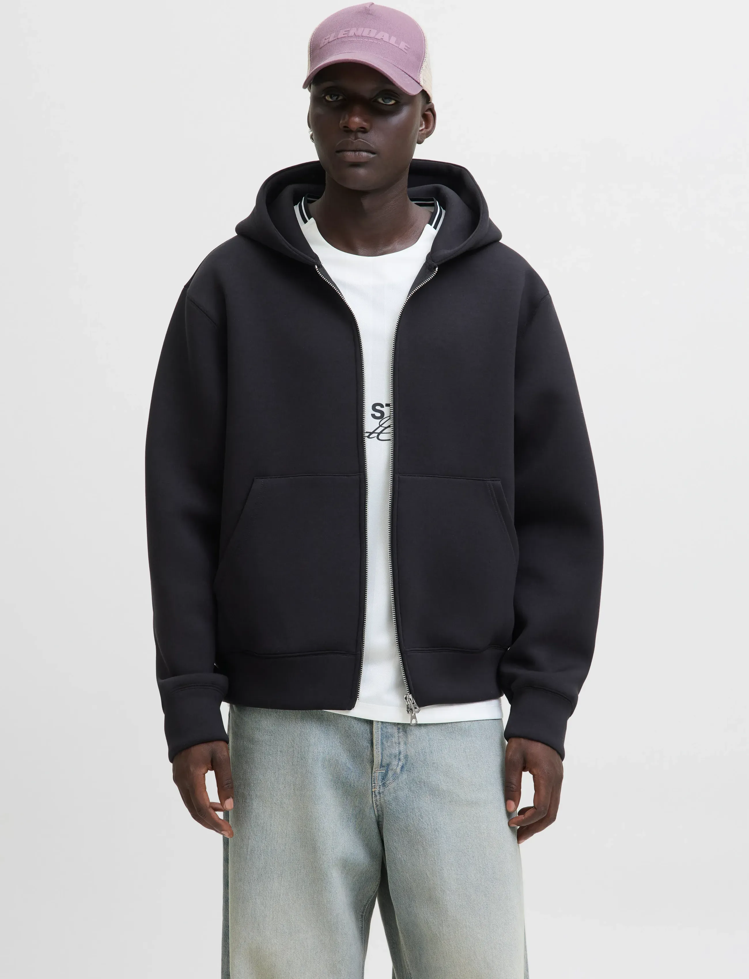 Jack & Jones JCOCOVER SCUBA SWEAT ZIP HOOD SN - Hættetrøjer - BLACK / black