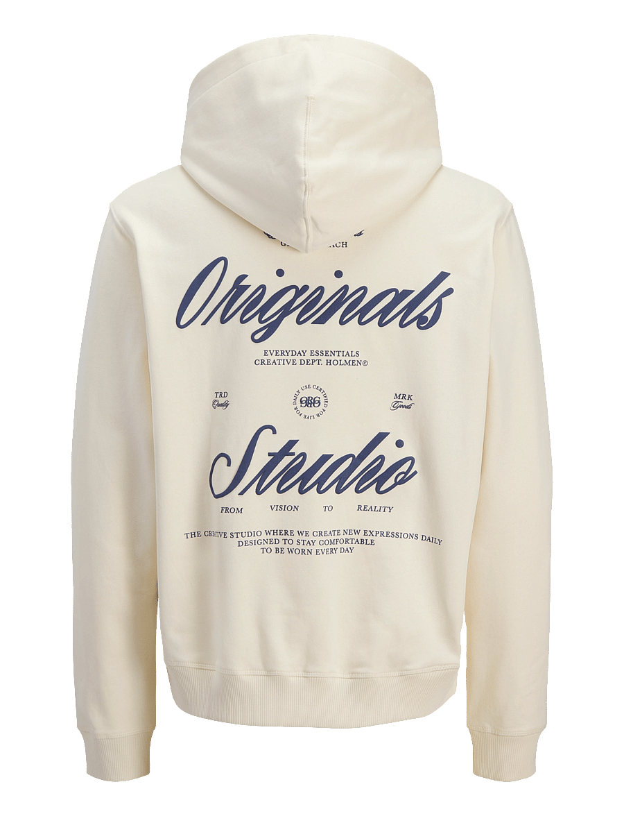 Jack & Jones - JORNORREBRO TYPO BACK SWEAT HOOD SN - hoodies - antique white - 2