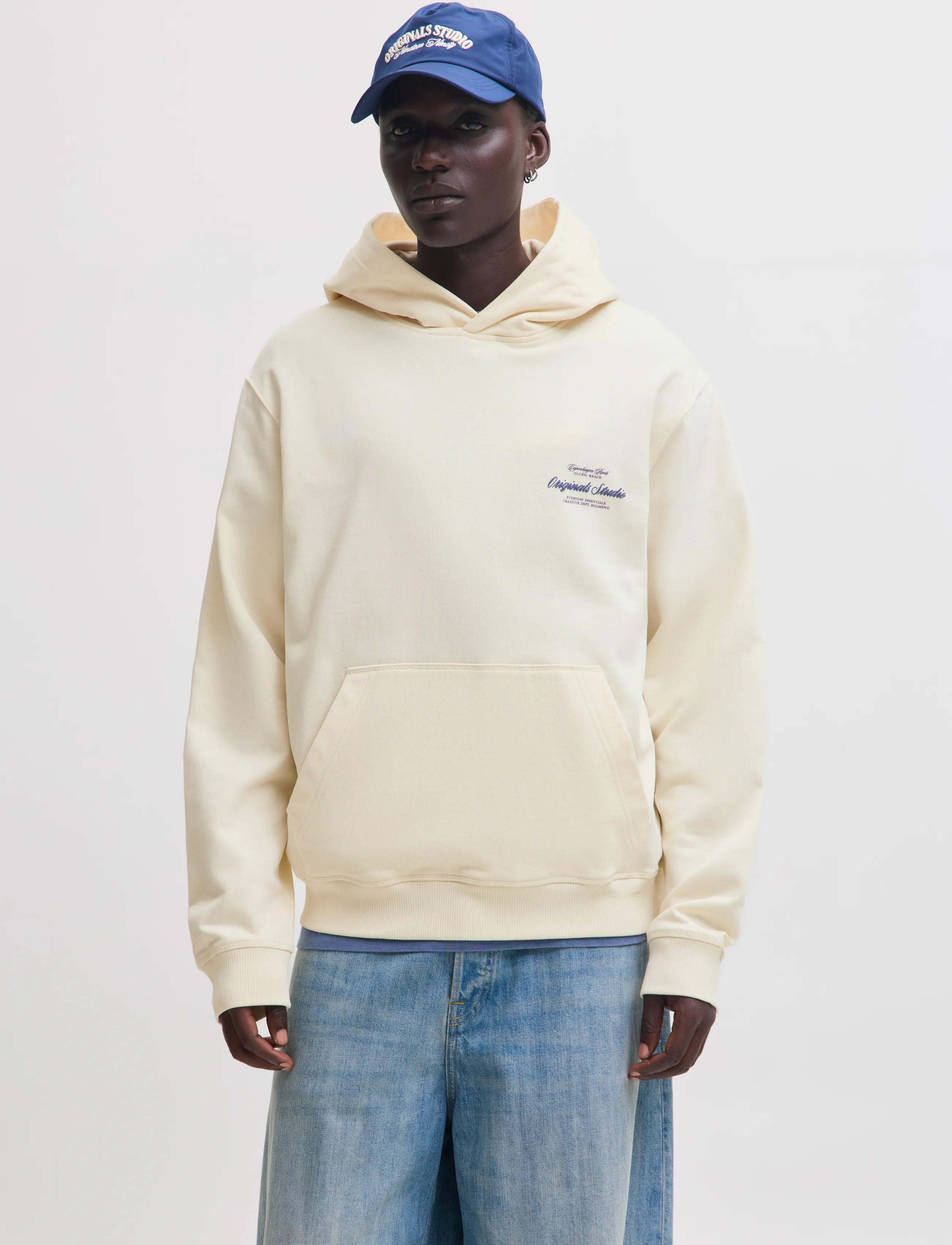 Jack & Jones JORNORREBRO TYPO BACK SWEAT HOOD SN - Hoodies - ANTIQUE WHITE / cream