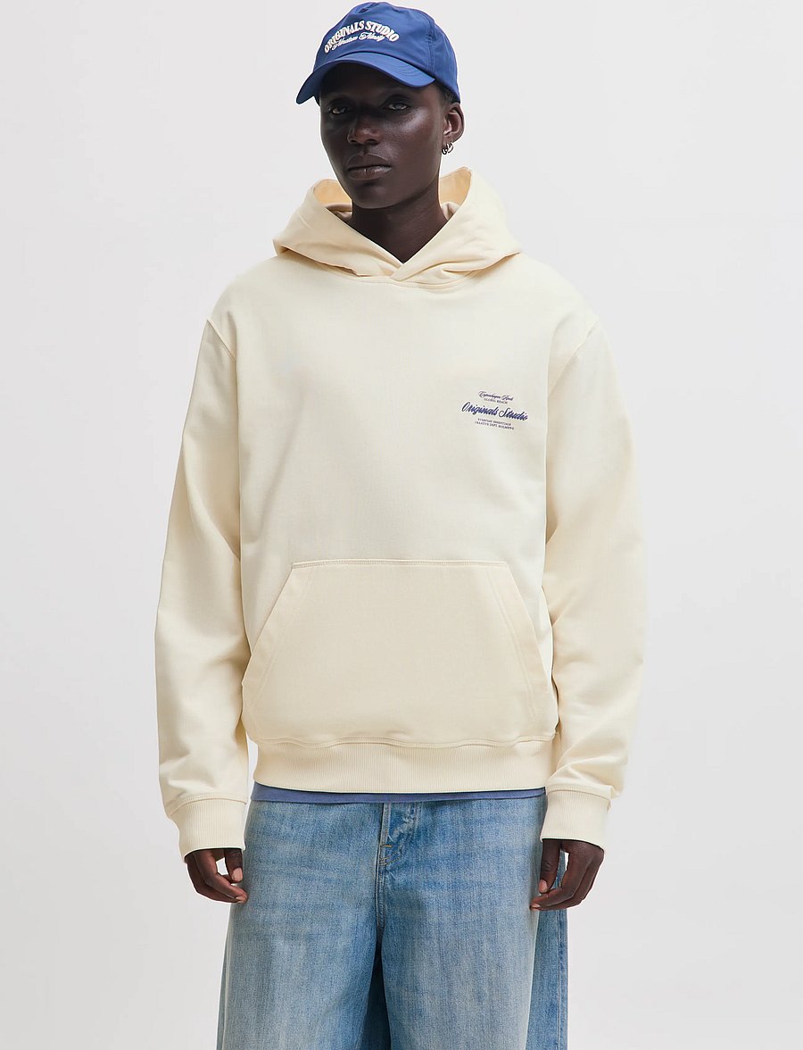 Jack & Jones - JORNORREBRO TYPO BACK SWEAT HOOD SN - hoodies - antique white - 0