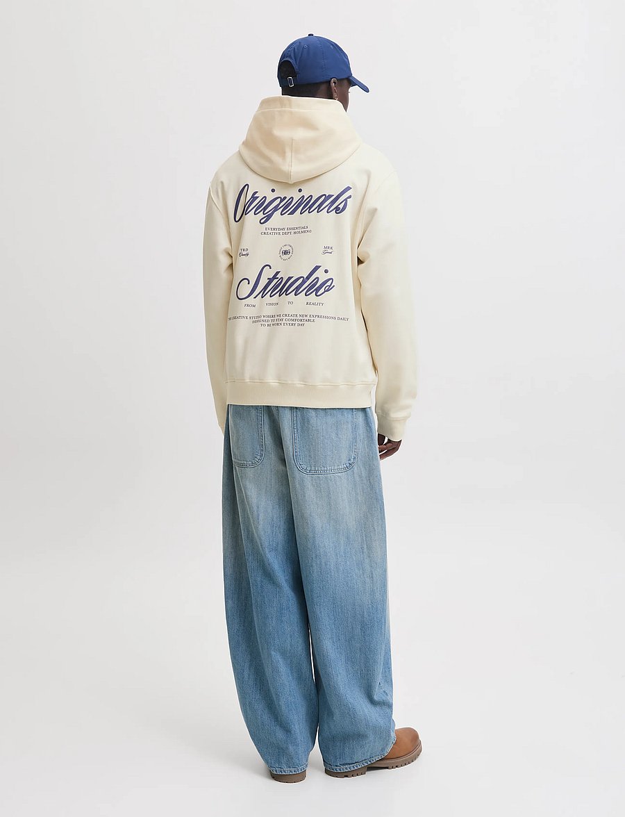 Jack & Jones - JORNORREBRO TYPO BACK SWEAT HOOD SN - hoodies - antique white - 3