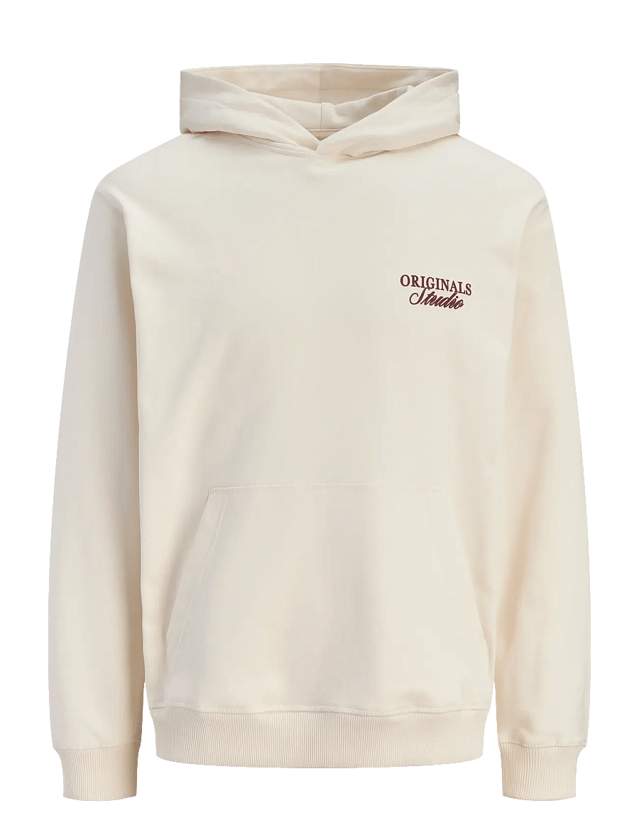 Jack & Jones - JORNORREBRO TYPO BACK SWEAT HOOD SN - hættetrøjer - antique white - 1