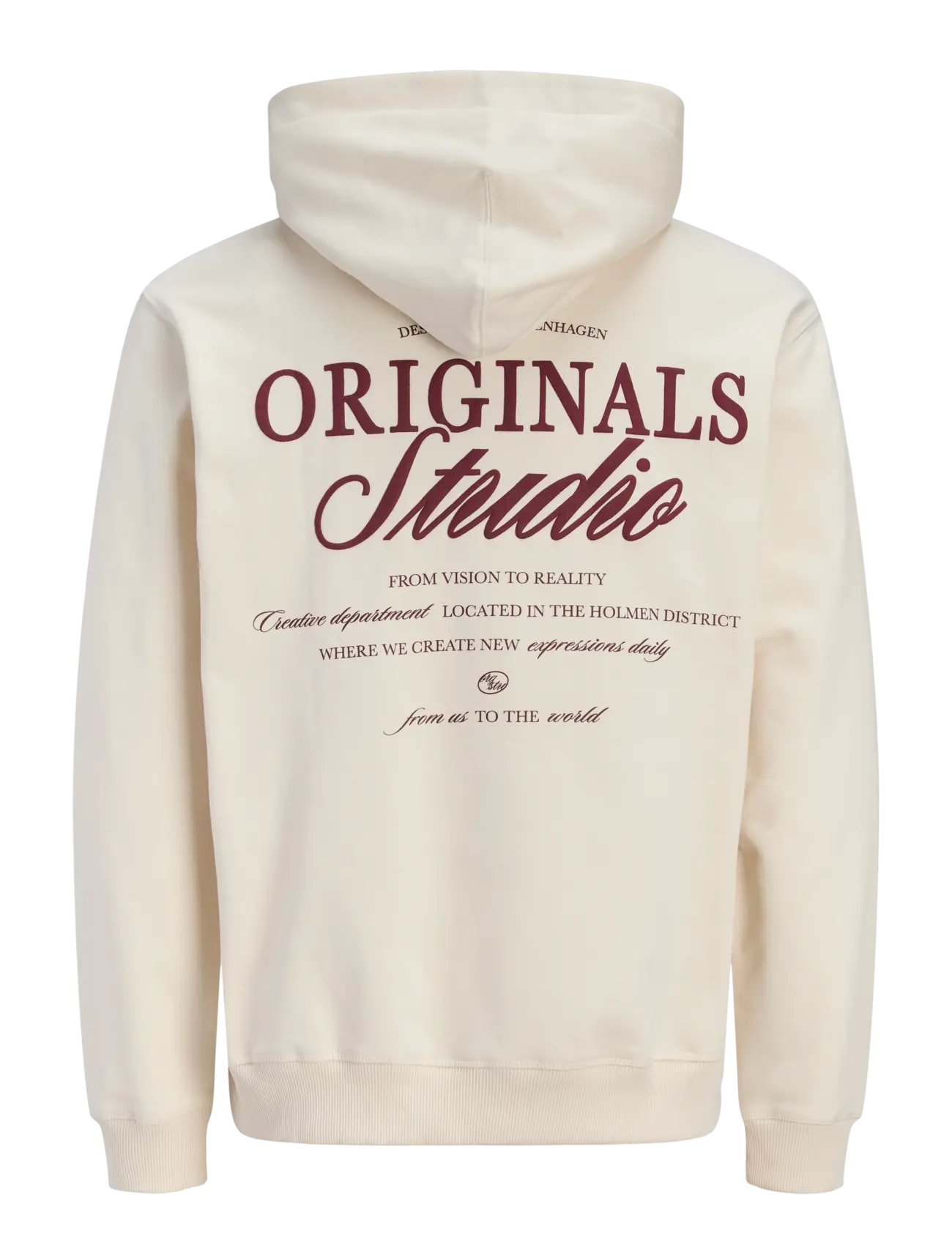 Jack & Jones - JORNORREBRO TYPO BACK SWEAT HOOD SN - hættetrøjer - antique white - 2