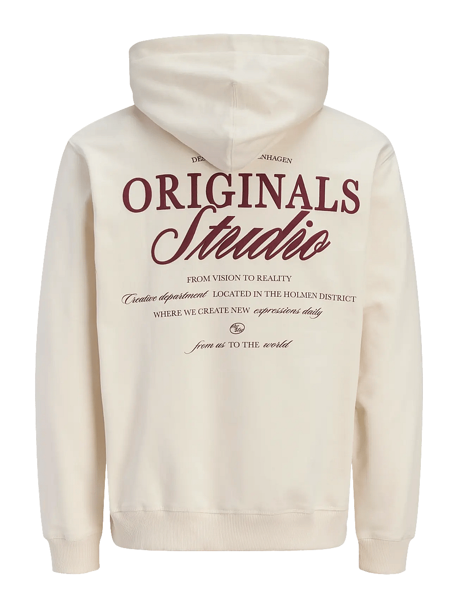 Jack & Jones - JORNORREBRO TYPO BACK SWEAT HOOD SN - hættetrøjer - antique white - 2