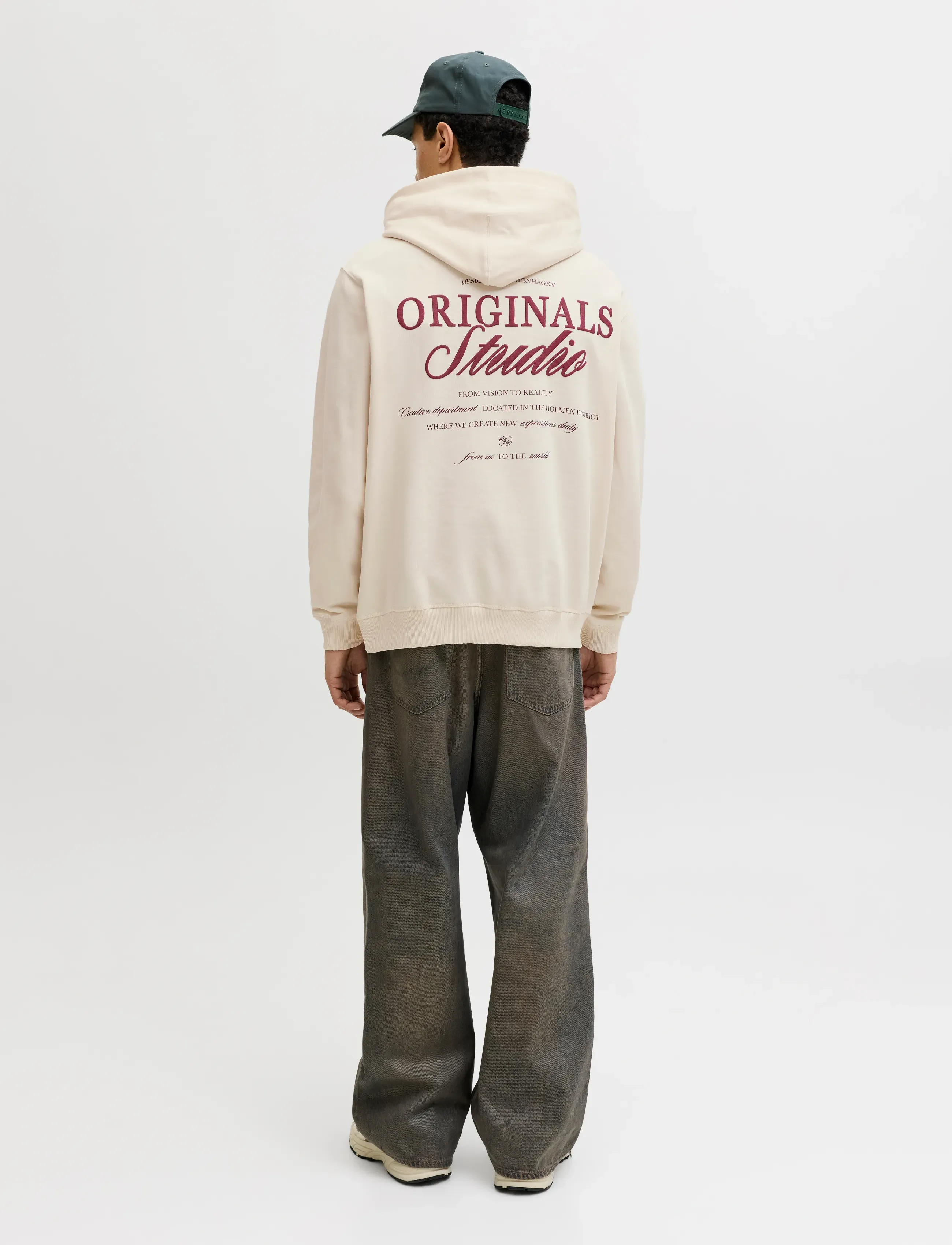Jack & Jones - JORNORREBRO TYPO BACK SWEAT HOOD SN - hættetrøjer - antique white - 3