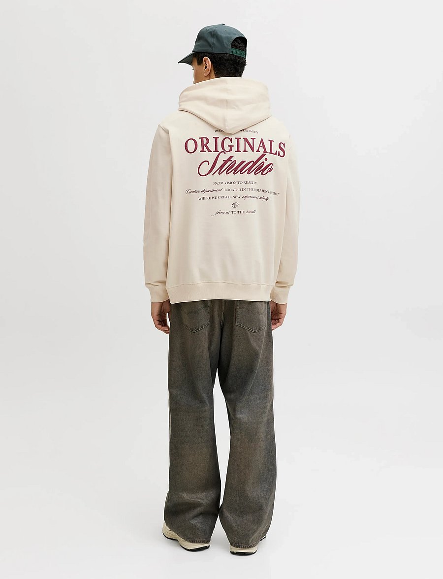 Jack & Jones - JORNORREBRO TYPO BACK SWEAT HOOD SN - hættetrøjer - antique white - 3