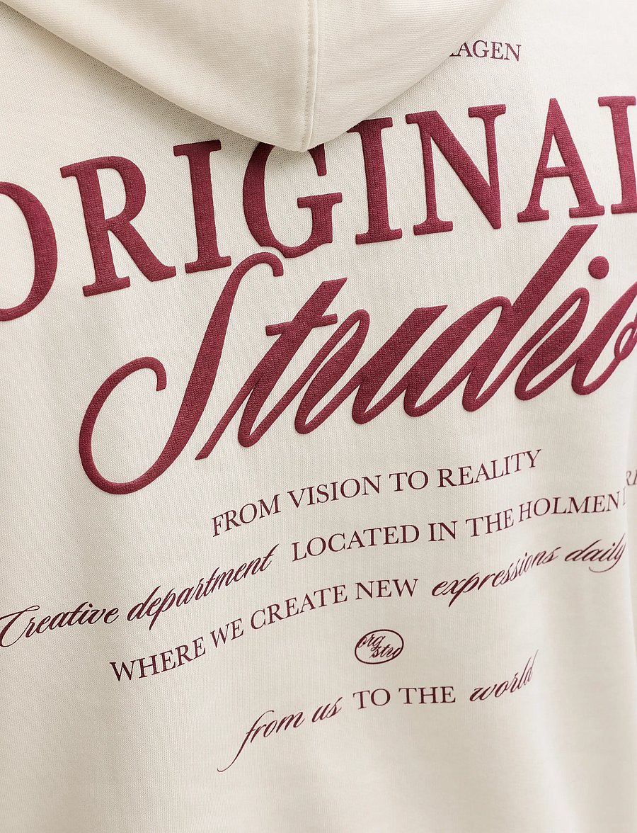 Jack & Jones - JORNORREBRO TYPO BACK SWEAT HOOD SN - hættetrøjer - antique white - 5