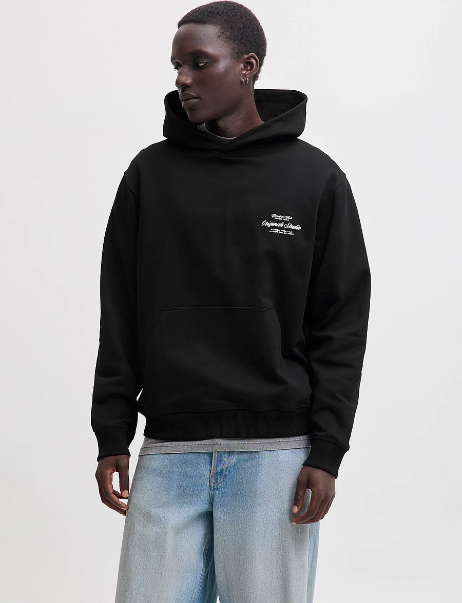 Jack & Jones - JORNORREBRO TYPO BACK SWEAT HOOD SN - hoodies - black - 0