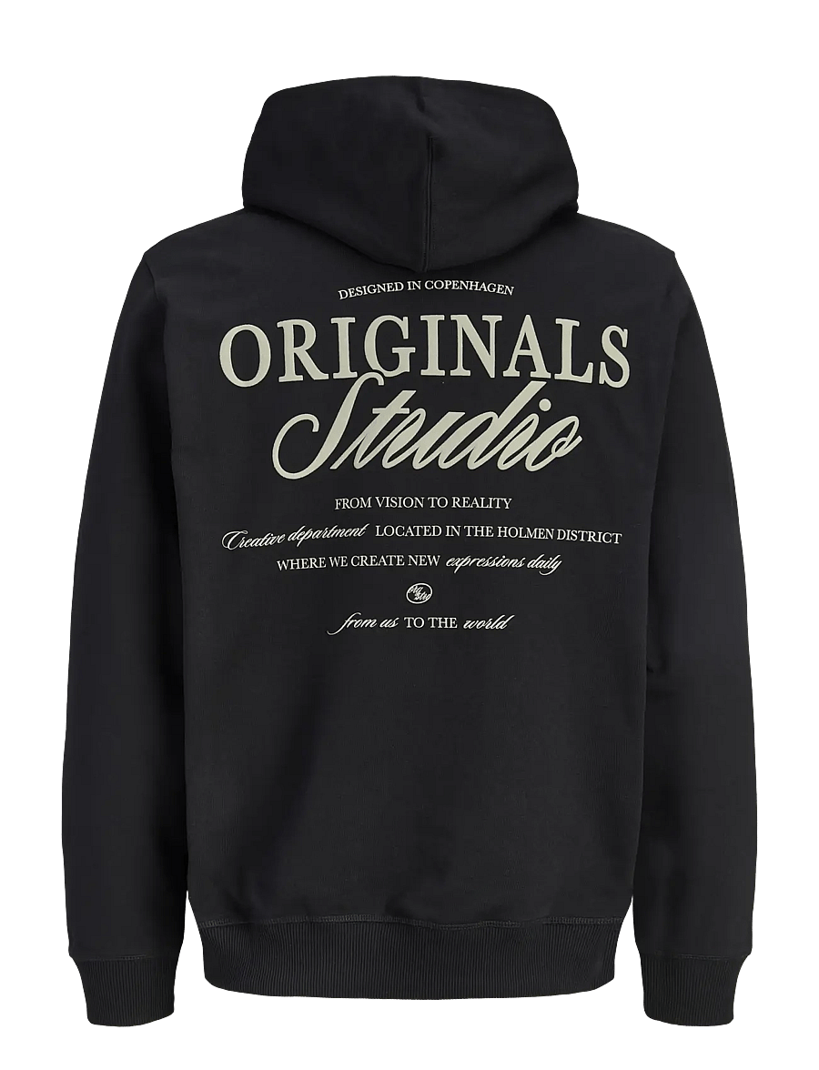 Jack & Jones - JORNORREBRO TYPO BACK SWEAT HOOD SN - hættetrøjer - black - 2