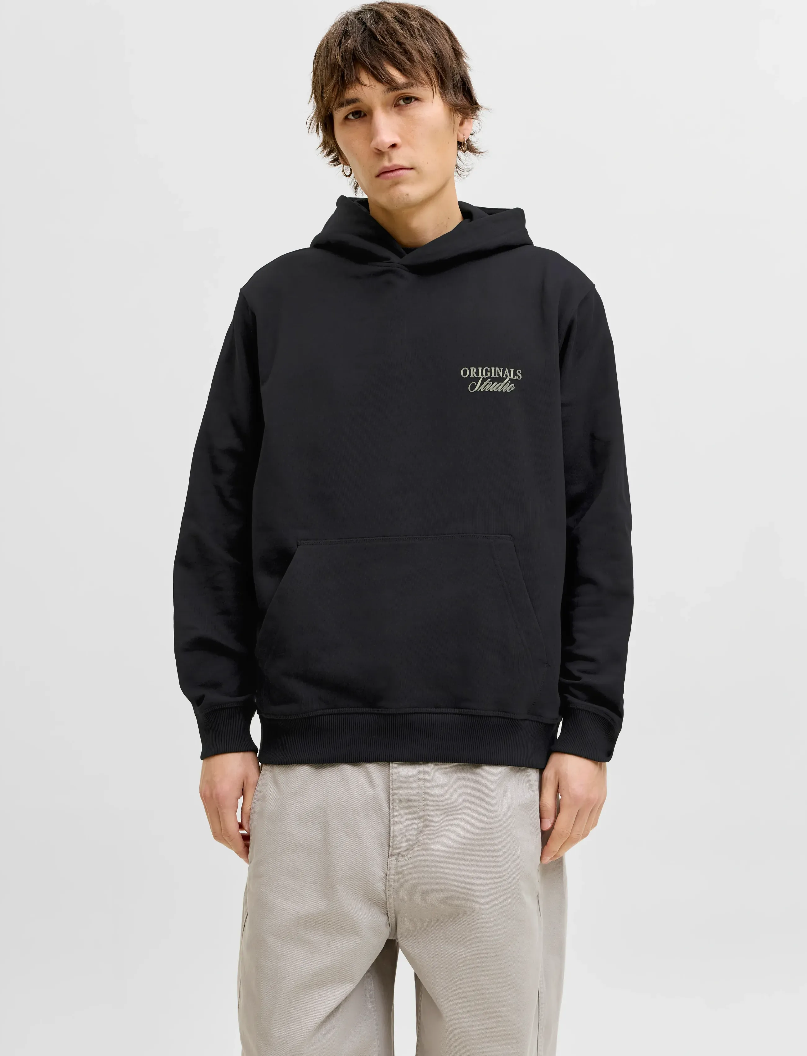 Jack & Jones Jornorrebro Typo Back Sweat Hood Sn, M, Black, Sweatshirts & Hættetrøjer > Hættetrøjer, Herre