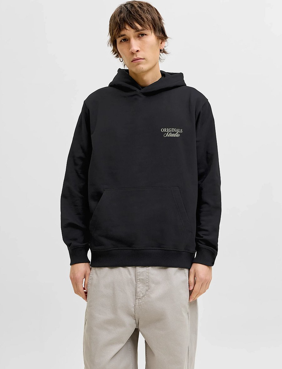 Jack & Jones - JORNORREBRO TYPO BACK SWEAT HOOD SN - hættetrøjer - black - 0