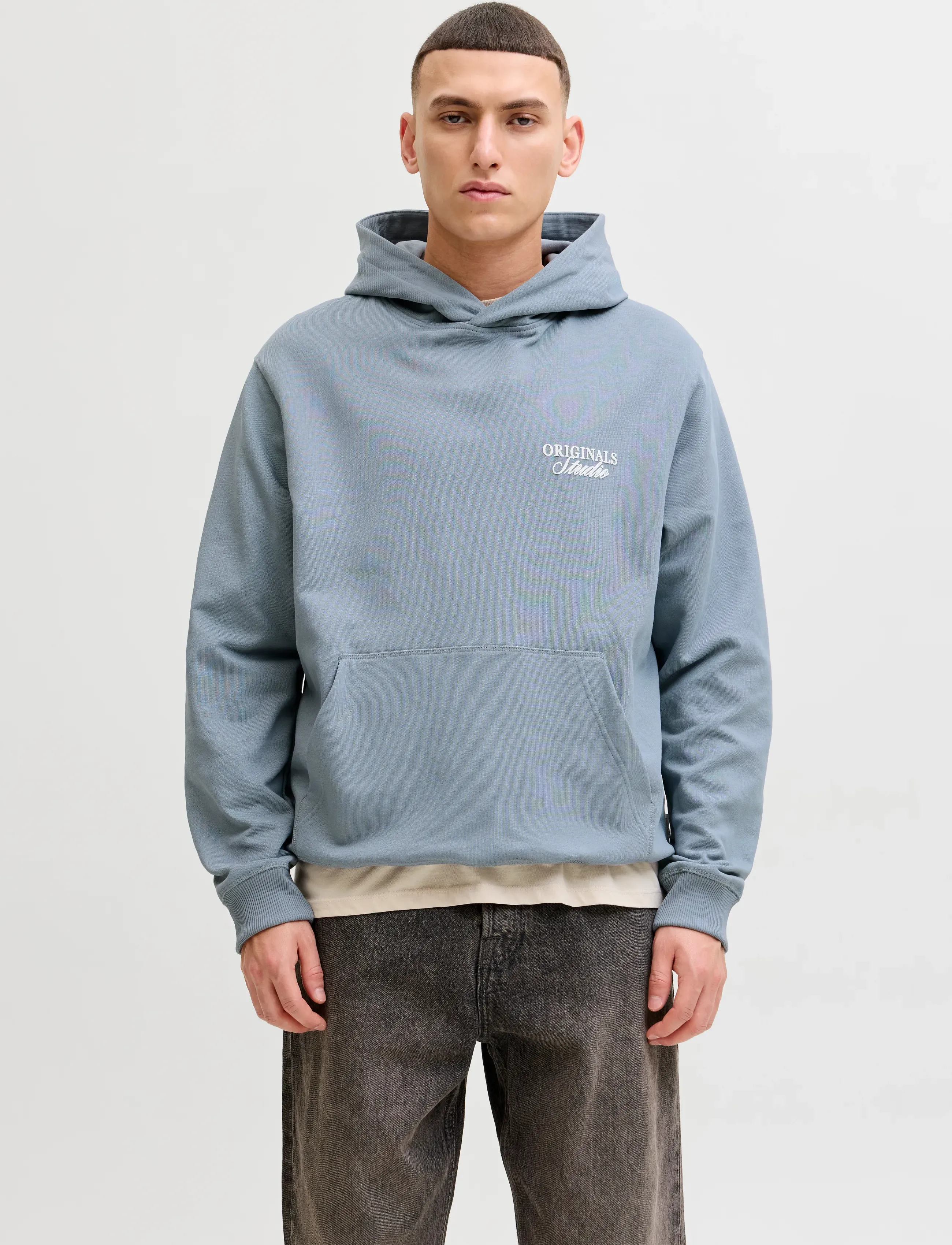 Jack & Jones Jornorrebro Typo Back Sweat Hood Sn, Mænd, Kængurulomme Hættetrøje, Blå, Str: M